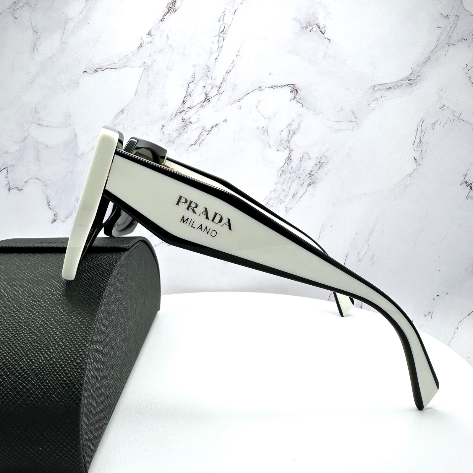 PRADA Sunglasses PR15WS 09Q5S0 Black White Symbole Gold Women’s New