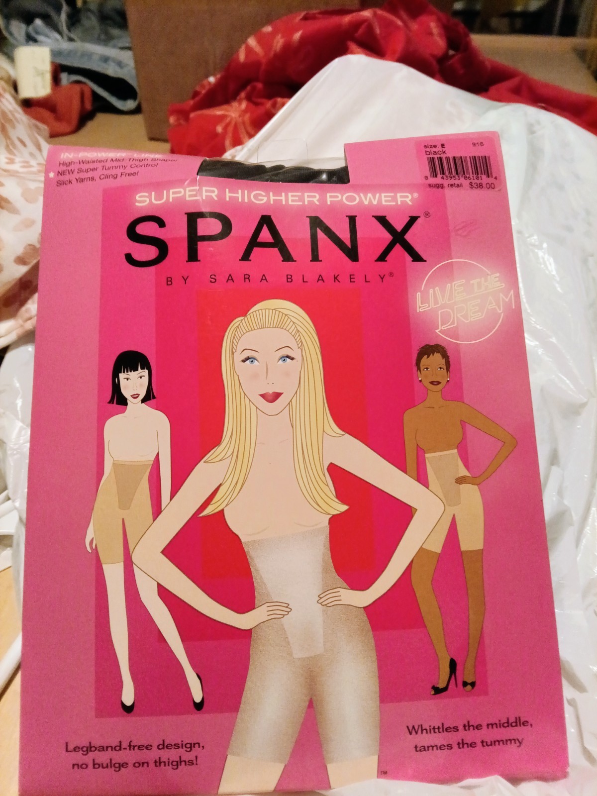 Spanx Super Higher Power High-Waisted Mid-Thigh Shaper Tummy Control Sz E Black