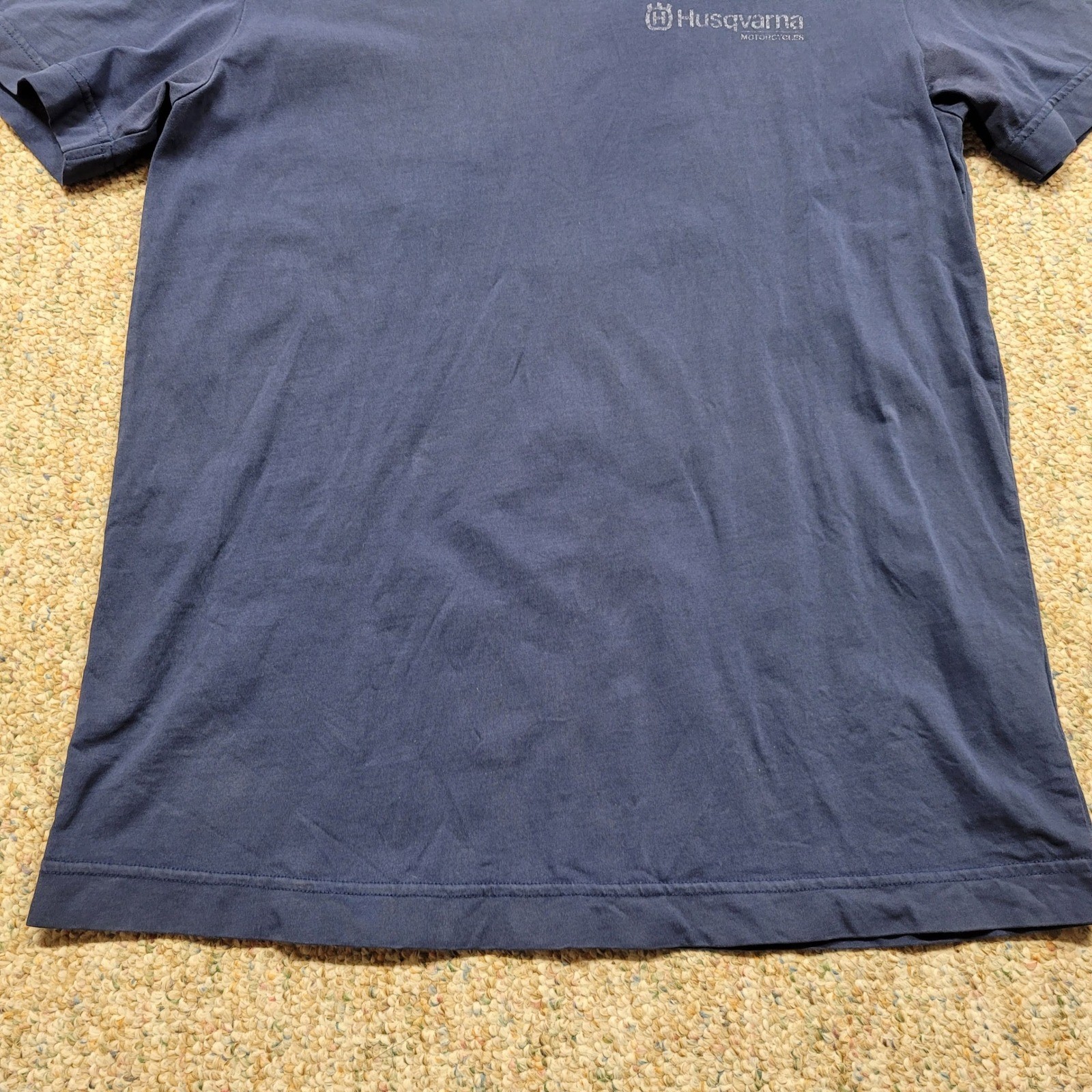 Husqvarna Motorcycles Shirt Mens Medium Blue Graphic Tee Distressed Moto Biker