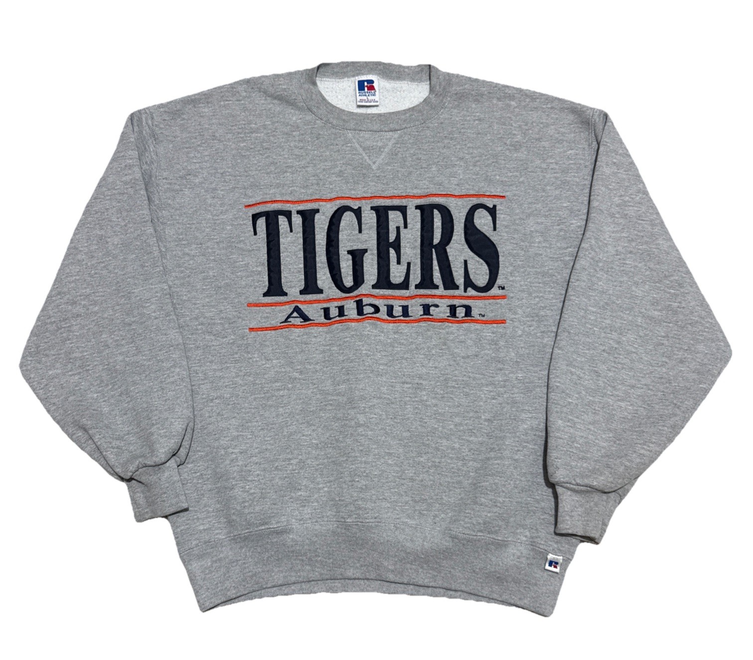 Vintage 90s Russell Athletic Auburn Tigers Crewneck Sweatshirt Mens L Gray USA