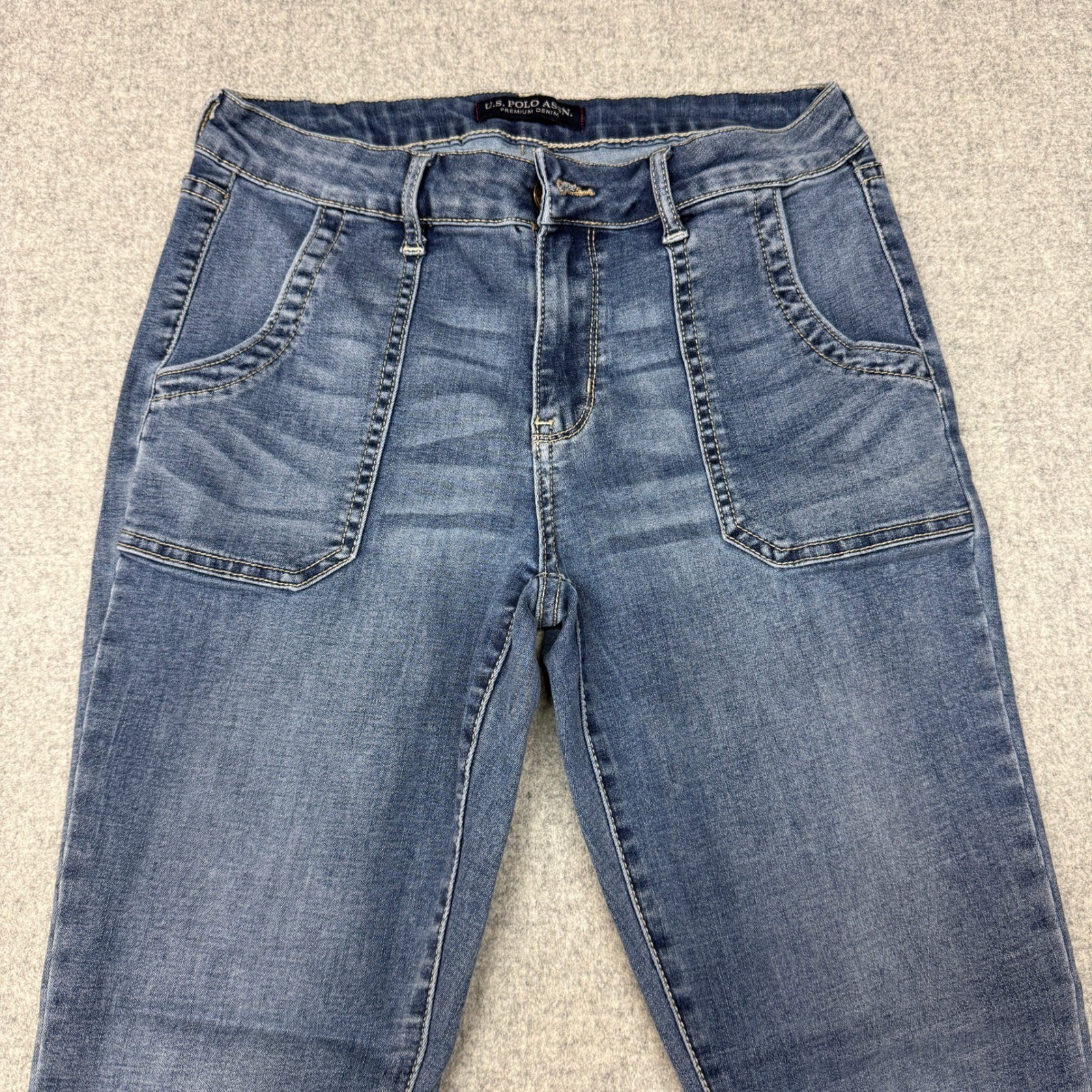 U.S. Polo Assn. Premium Denim Jeans Size 6 Regular Blue Patch Pocket Raw Hem