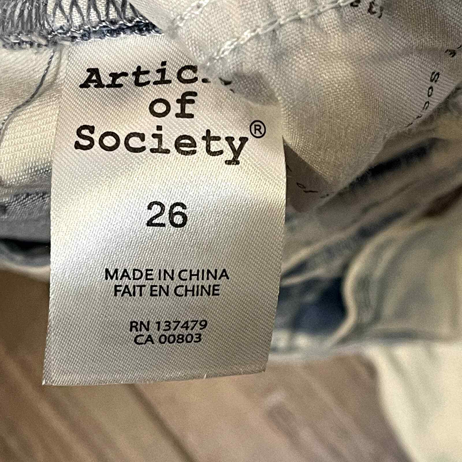 Article Of Society Straight Leg Jeans Frayed Hem Tie Dye Bleached Denim 26 Women