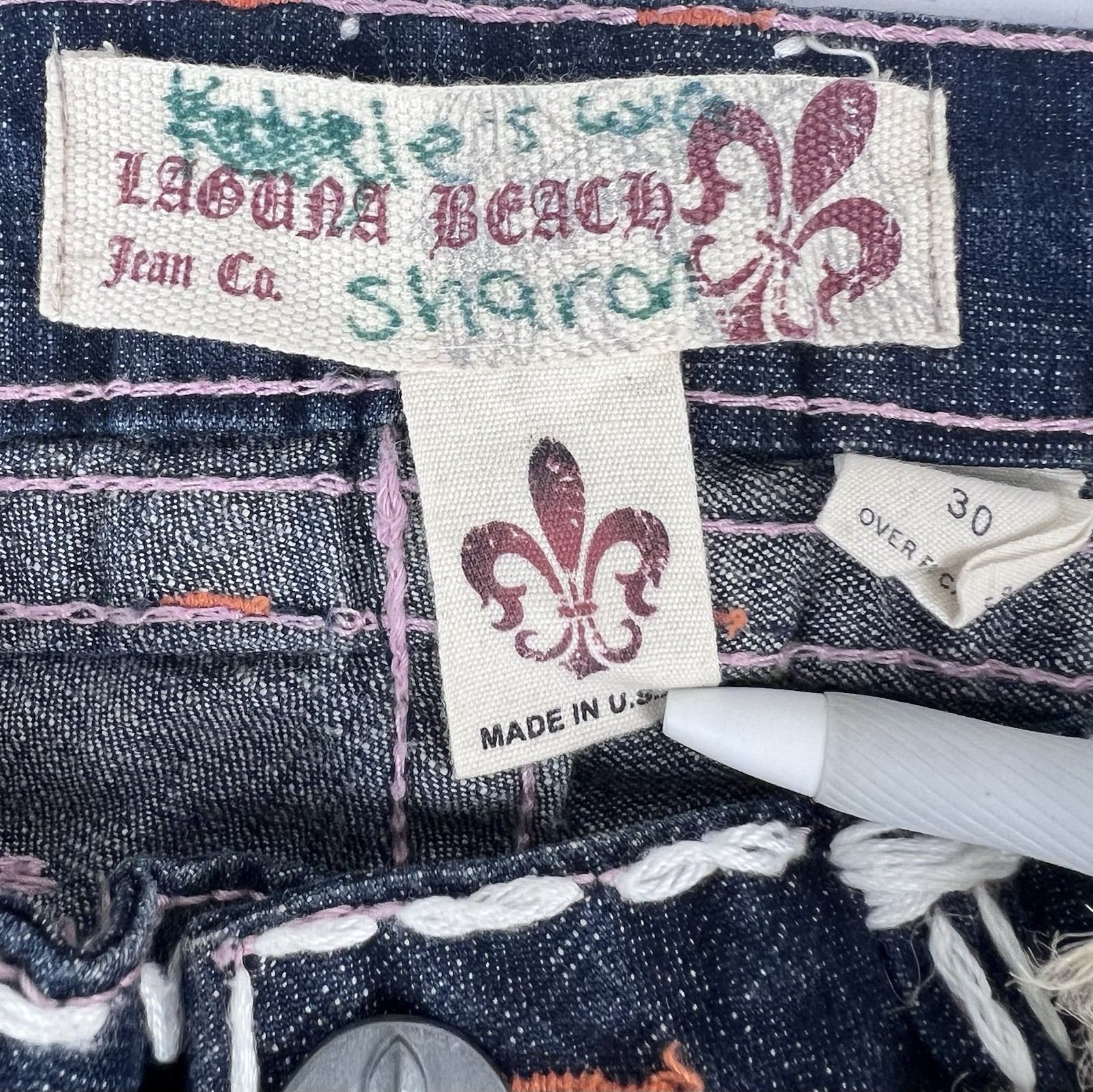 Laguna Beach Women’s Jeans Size 30 Blue Denim 33X32 Mid Rise Super Thick Stitch