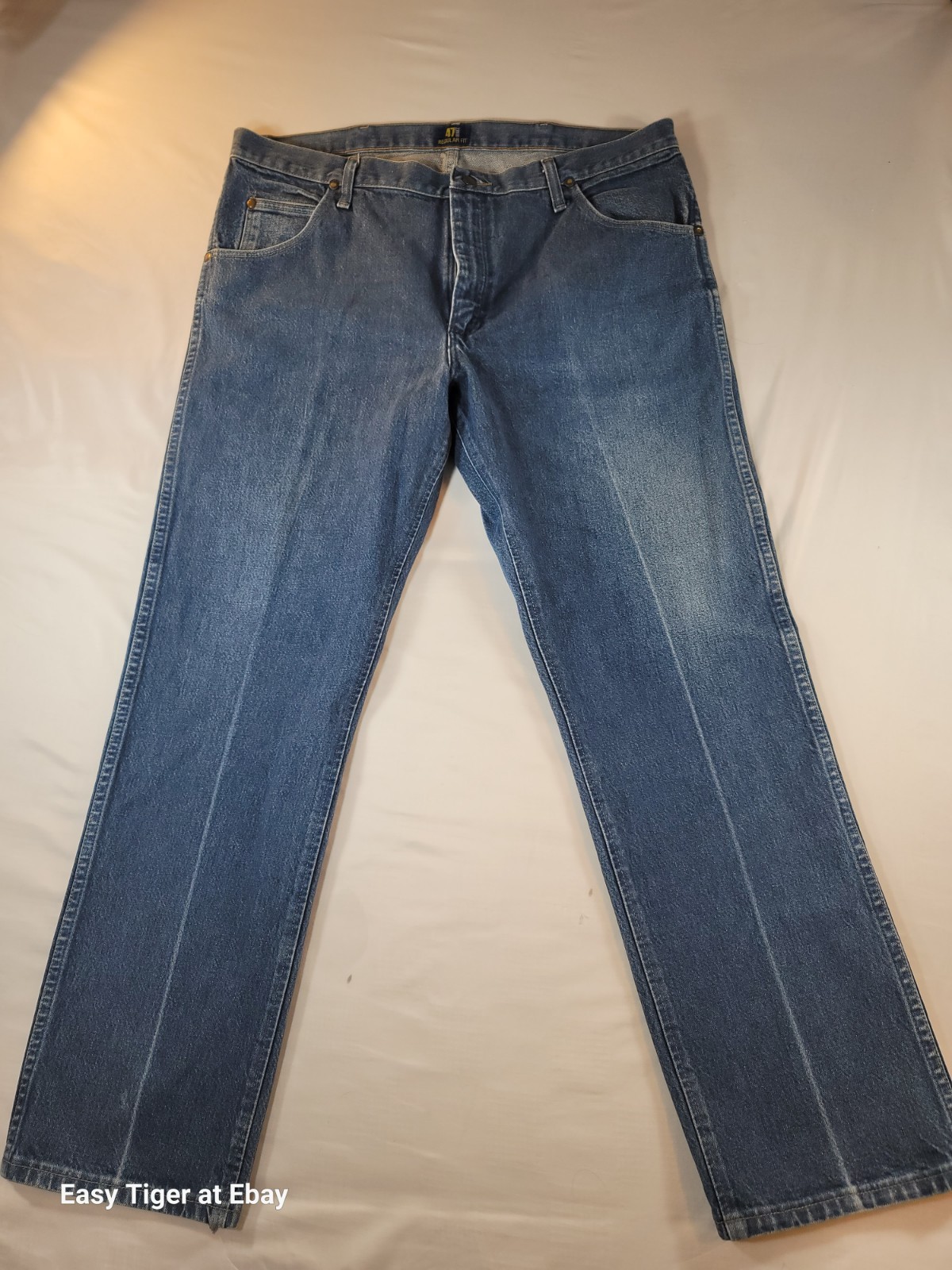VTG Wrangler Mens 47MWZ Regular Fit Cowboy Cut Jeans 47MWZPW 38×30 Crease Starch