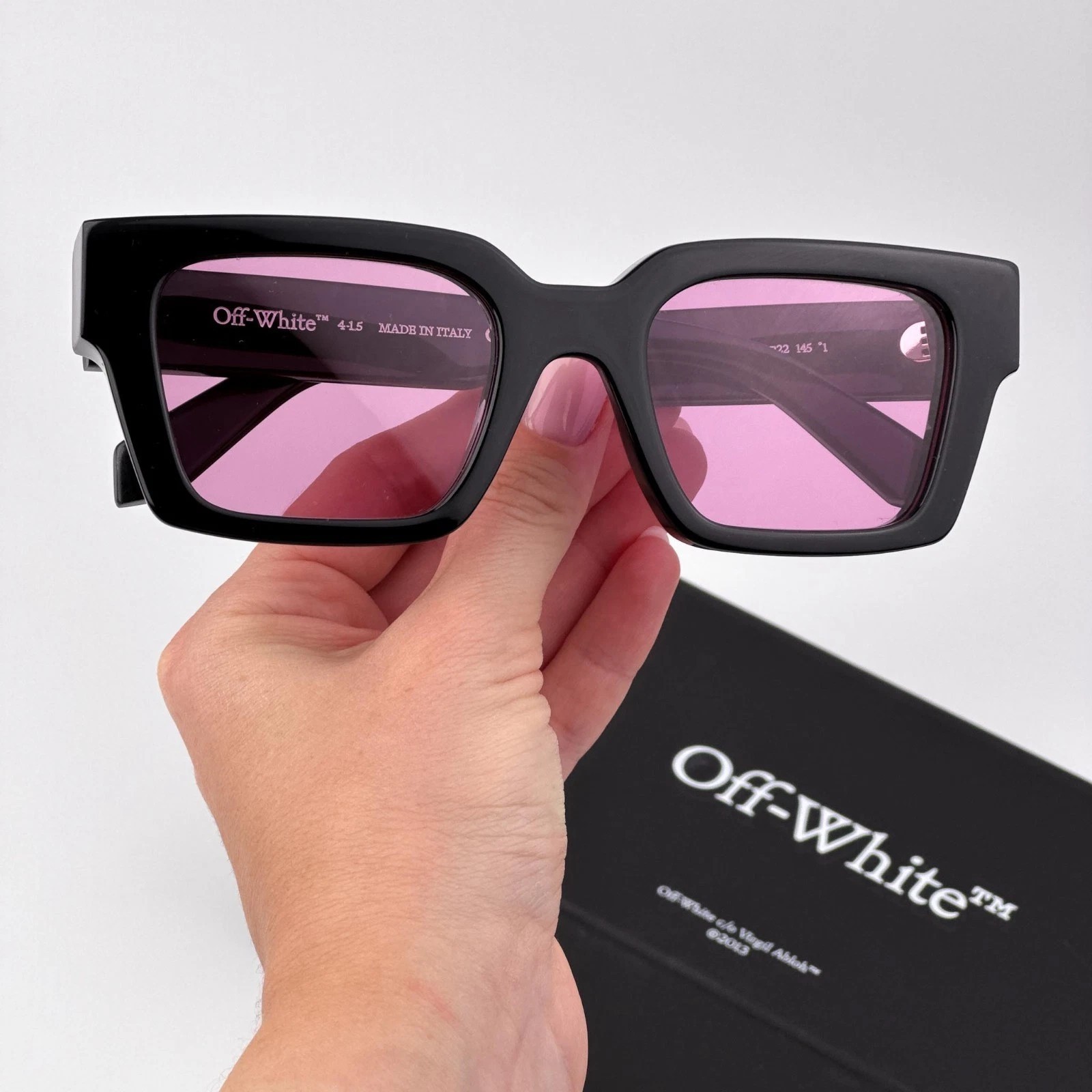 Off-White Men Sunglasses Black Pink Square OERI008 VIRGIL 1030 NEW AUTHENTIC