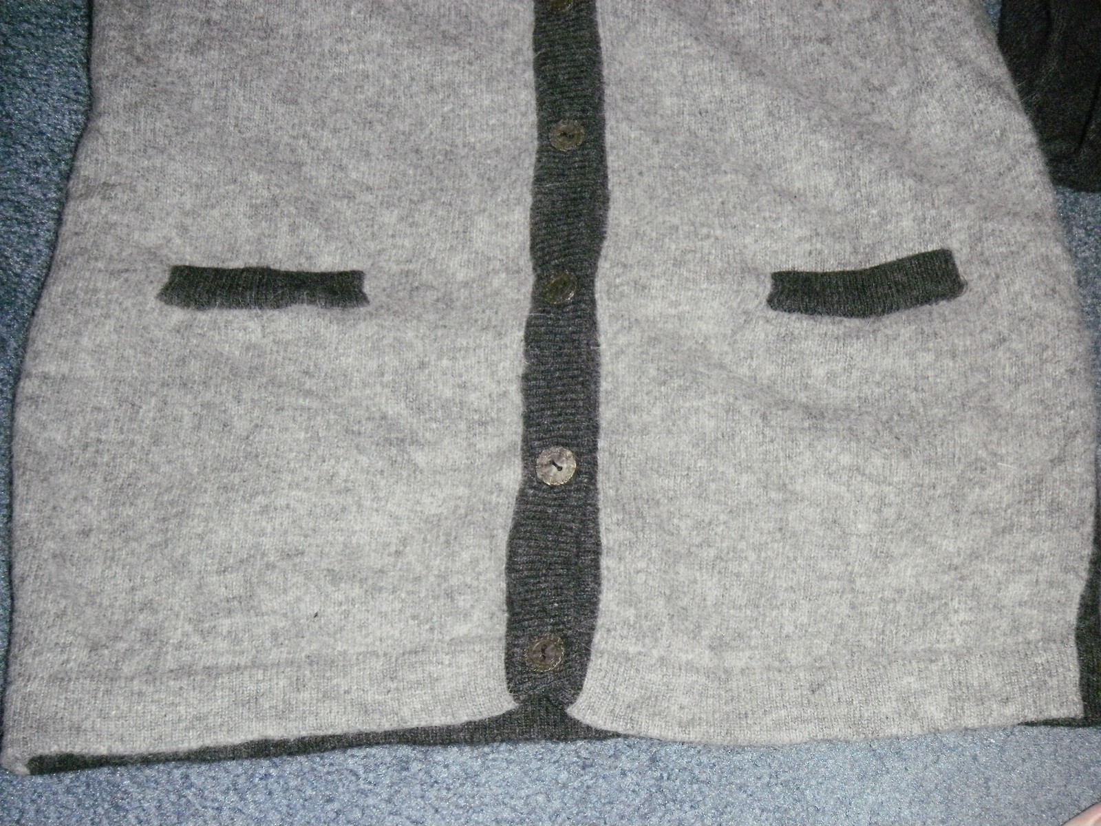 Summit Hill Vtg. Crdigan Sweaterr Women S Gray Lambswool Angora V-Neck Button Up
