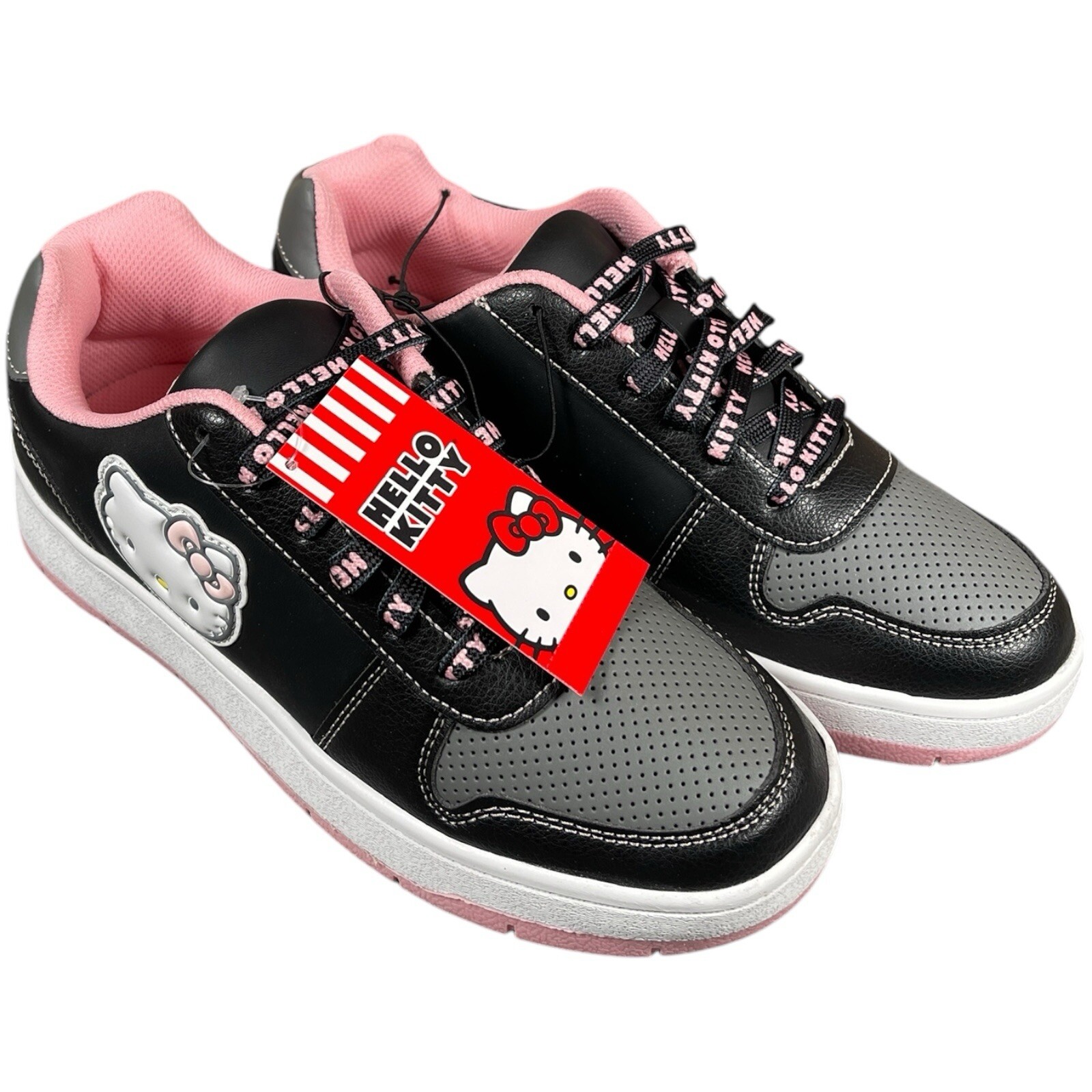 Hello Kitty by Sanrio Women’s Fashion Sneakers Size 8 Black/Light Pink Shoes NEW