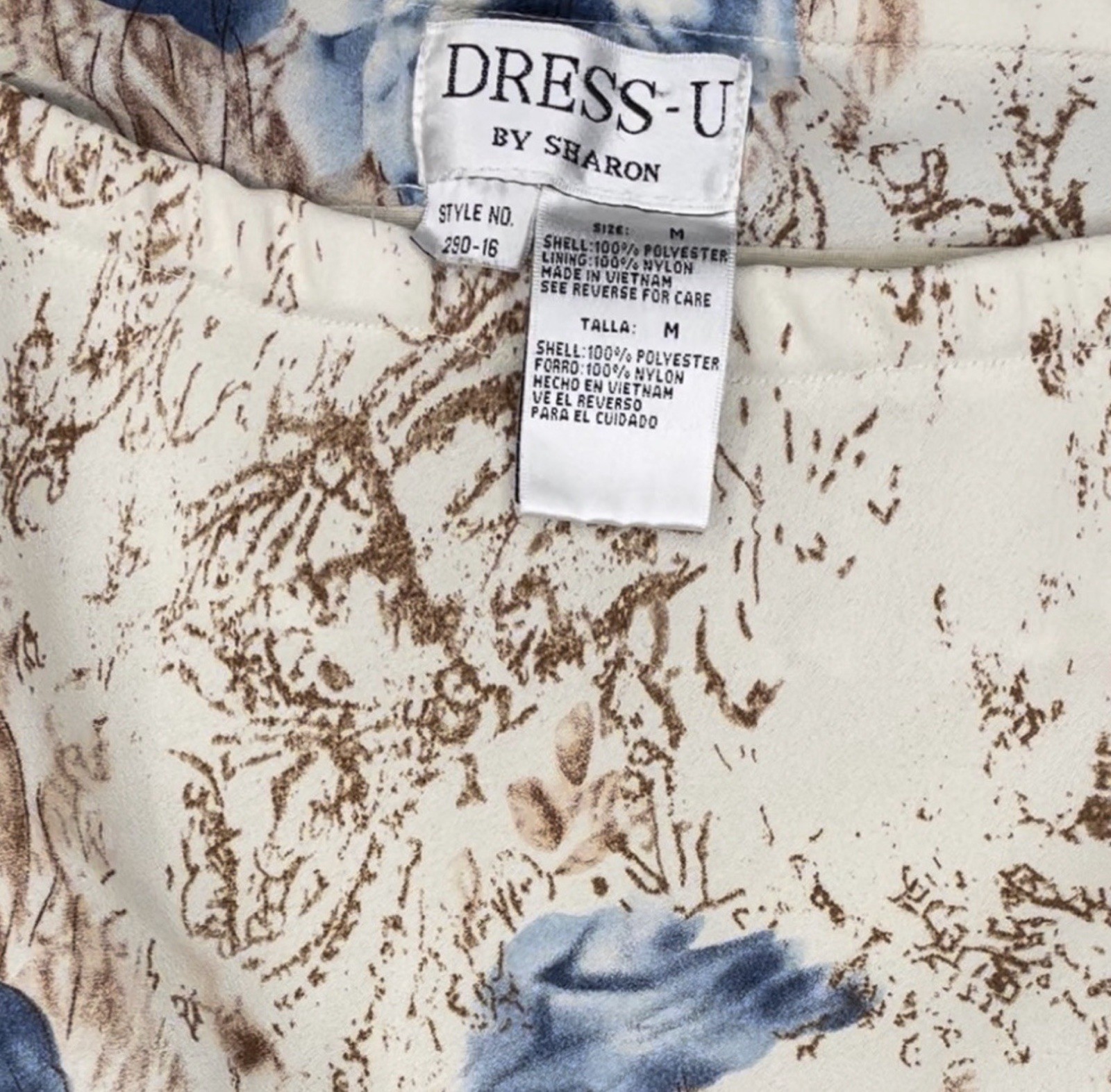 Dress-U by Sharon Women’s Floral Maxi Skirt Size M Blue Cream Lined Bohohemian