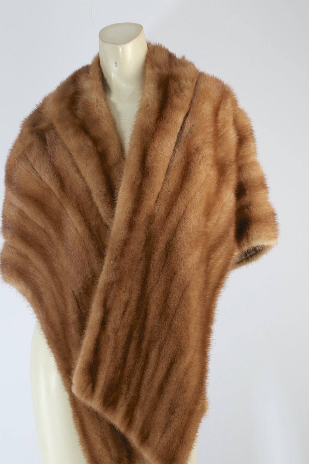 Vintage Mink Fur Wrap Shawl Brown 1950s Jacket Coat Women One Size Cape