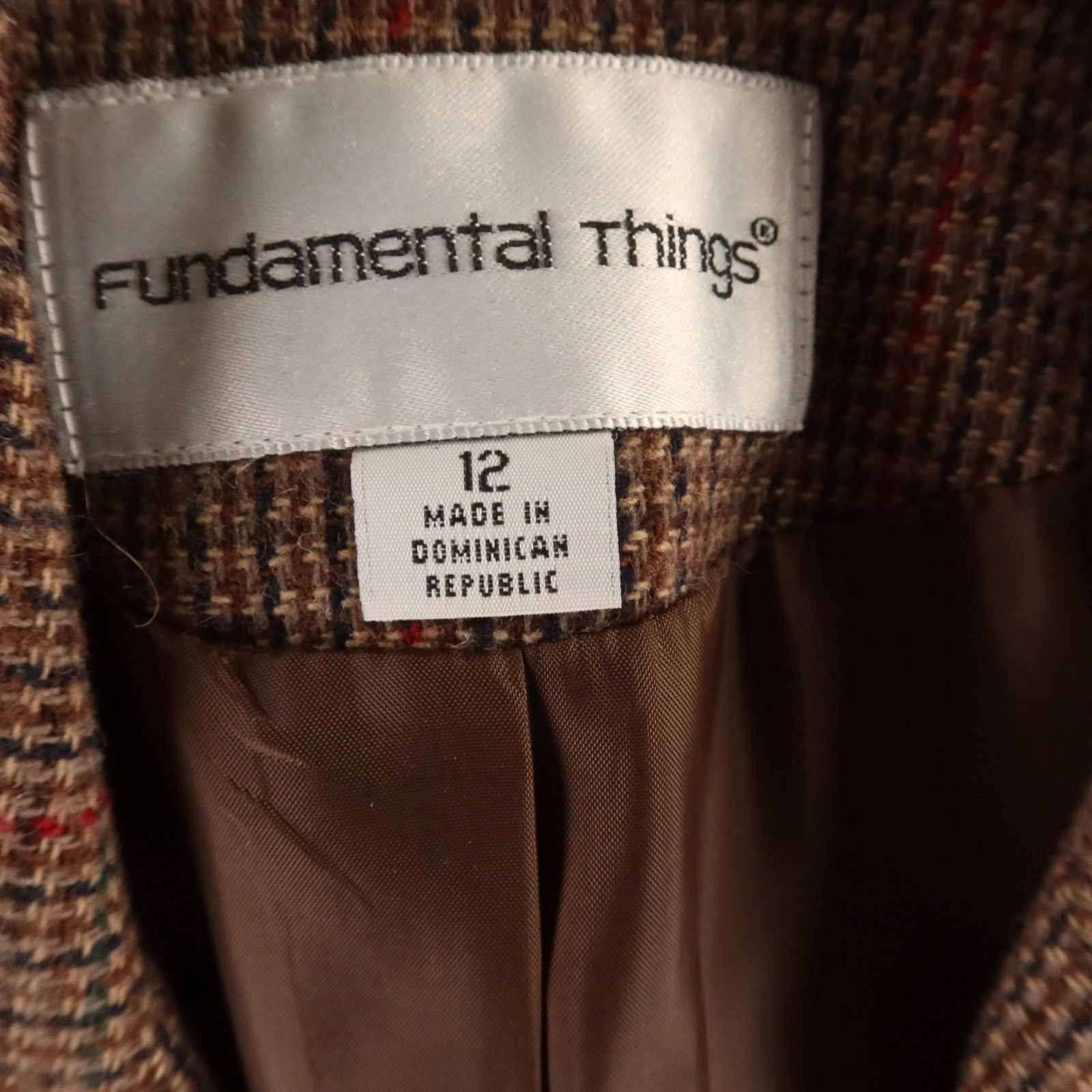 VTG Tweed Suit Womens 12 Brown Houndstooth Check Wool Blend Double Breasted
