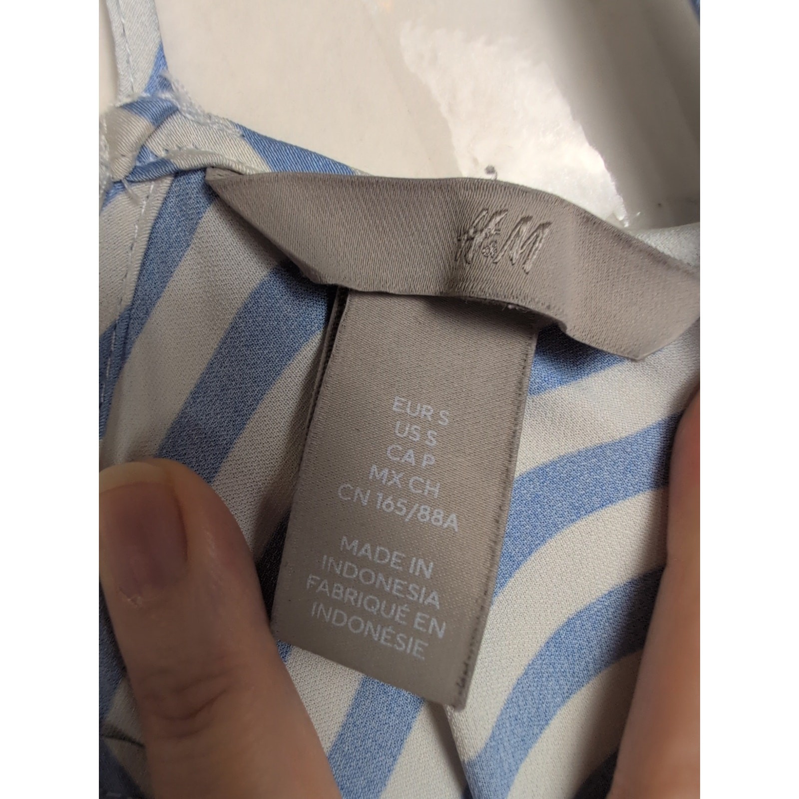 Preppy Coastal blue and white striped satin slip dress Size Small Nautical Retro