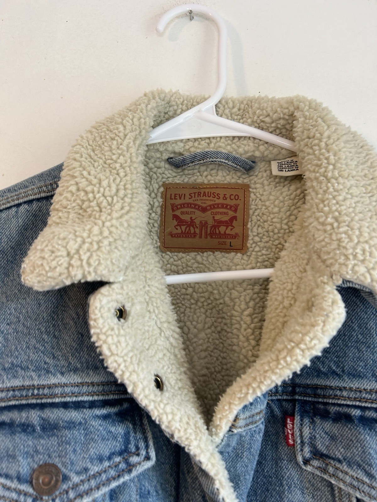 Vtg Levi’s San Francisco Jacket Dark Denim Sharpa Lined Size L (big Kids?)