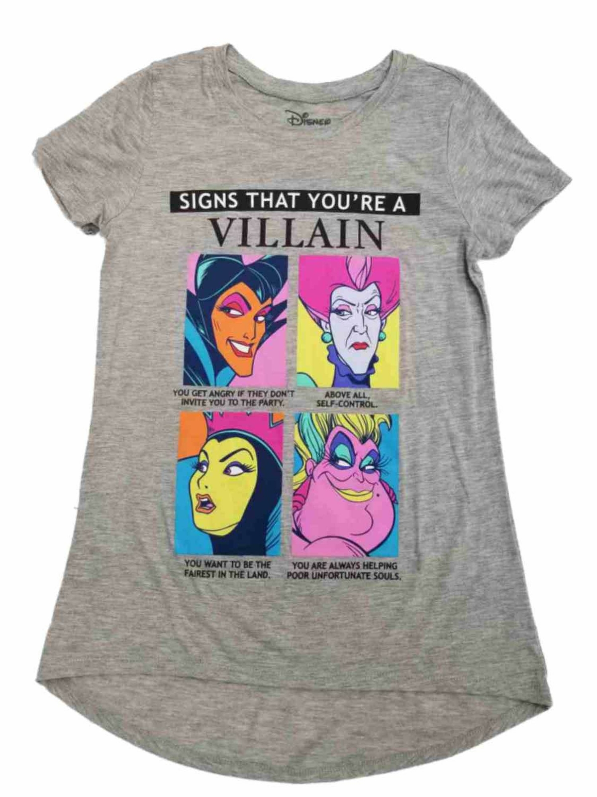 Disney Junior Womens Gray Signs That You’re A Villain T-Shirt Tee Shirt