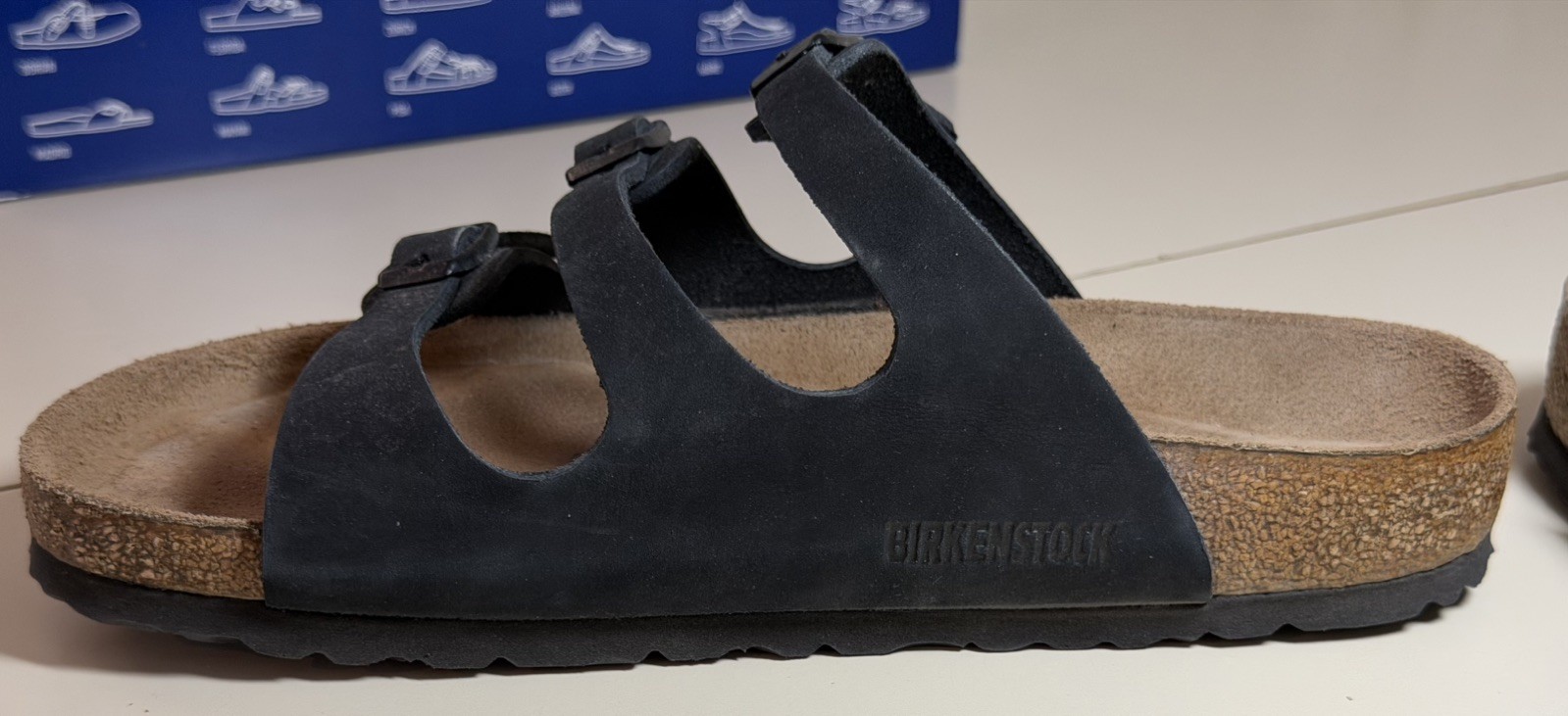 Birkenstock Florida Black Leather Sandals EU 39 Soft Regular Fit READ EXCELLENT