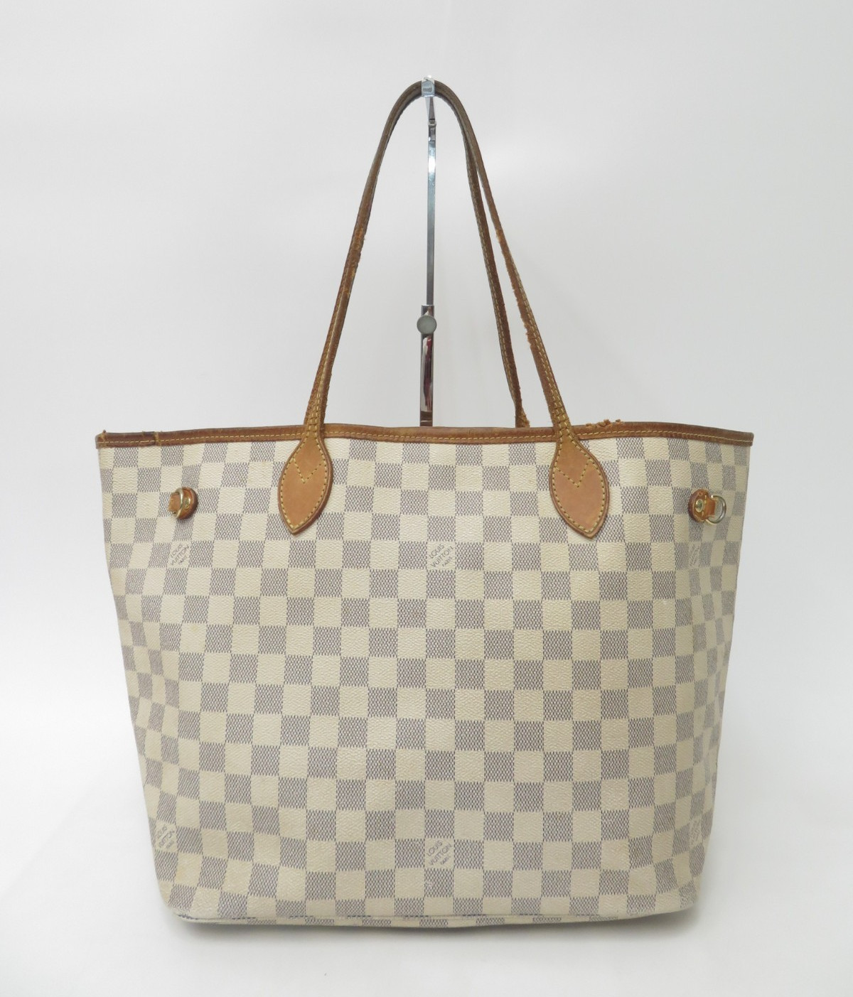 Authentic Louis Vuitton Damier Azur Neverfull MM Shoulder Tote Bag F#50673