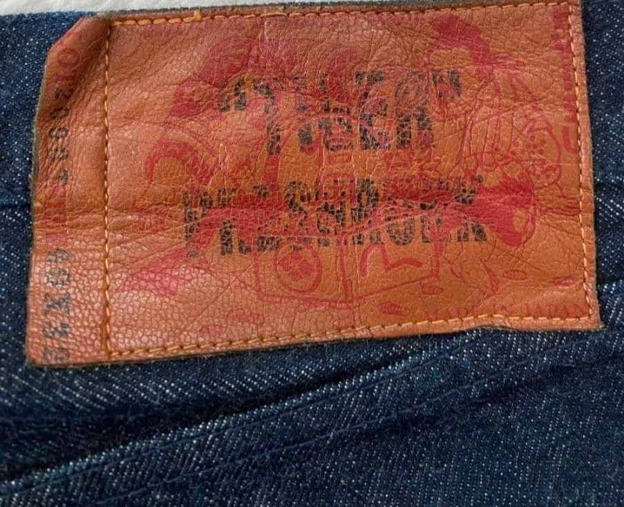 EVISU Lot 2000T Jeans Tiger Preshrunk Made in Japan W40 Indigo Stitch Denim