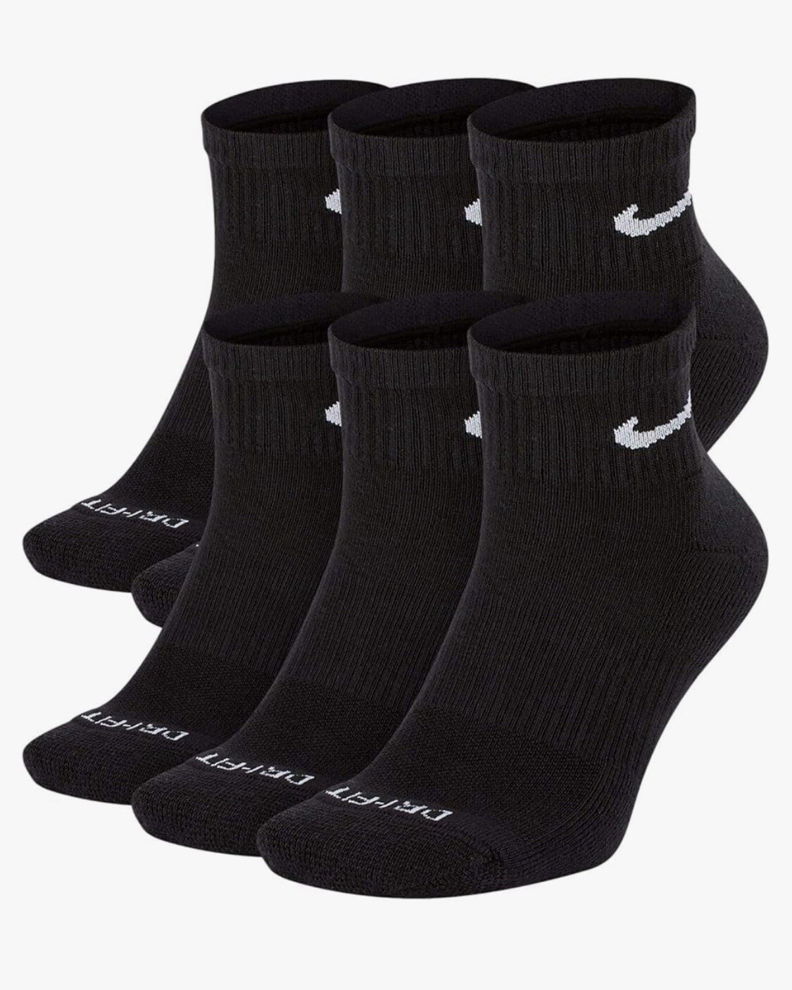 Nike Everyday Cushion Ankle Black Training Socks (6 Pair) MEDİUM Size 6-8