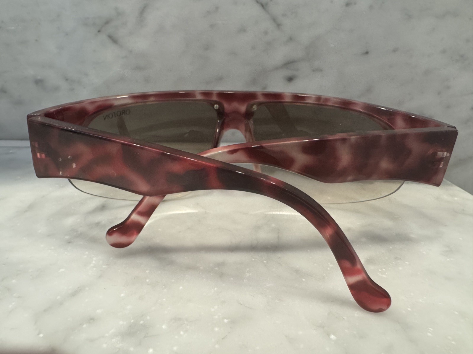 Vintage Oroton Shield Sunglasses Rose Tortoiseshell Brown Gradient 90s Y2K