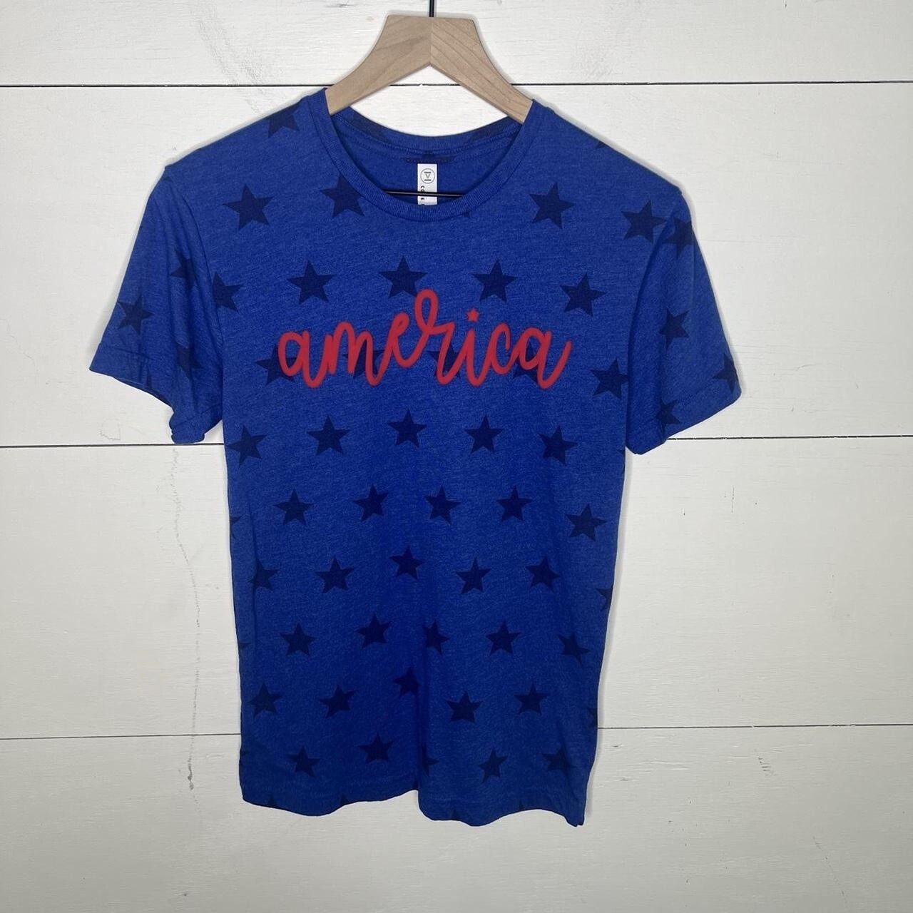 Code Five • “America” Blue Stars Short Sleeve T-Shirt Size Small