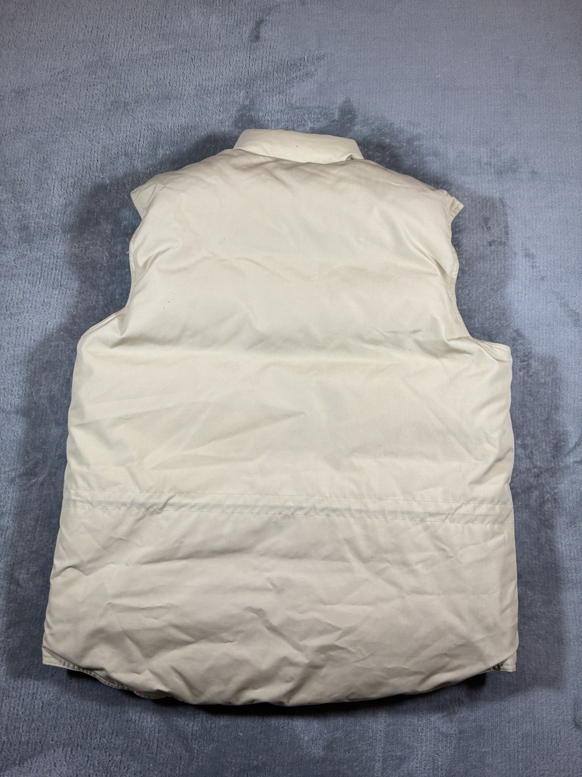 VINTAGE Orvis Vest Men Medium Beige Goose Down Puffer Coat Insulated Hiking 80s