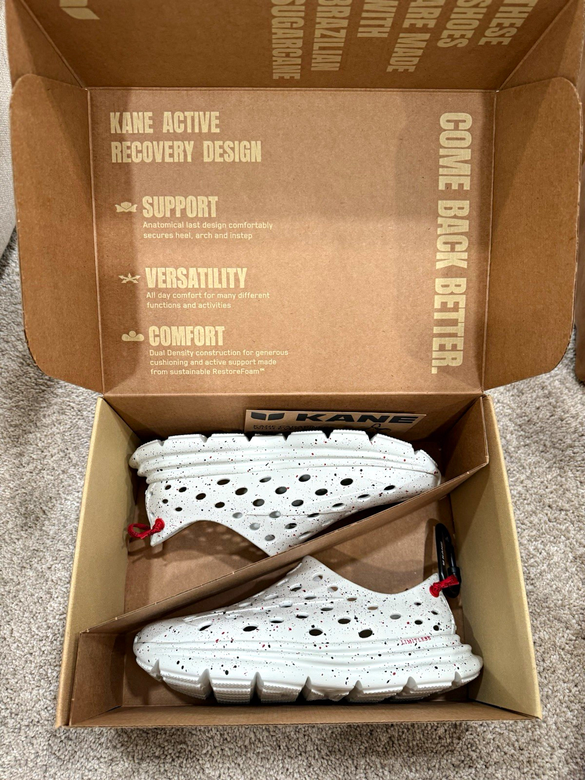 Kane Revive Breathable Slip-On Recovery Sneaker White Speckled Low Top