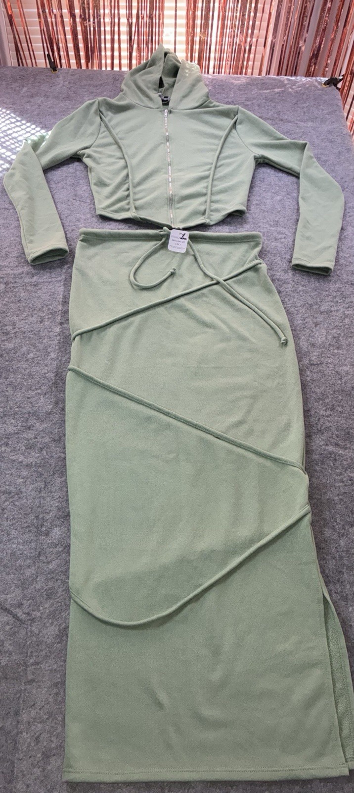 Hoodie Maxi Dress Skirt Set Sage Color Size Large Fashion Nova