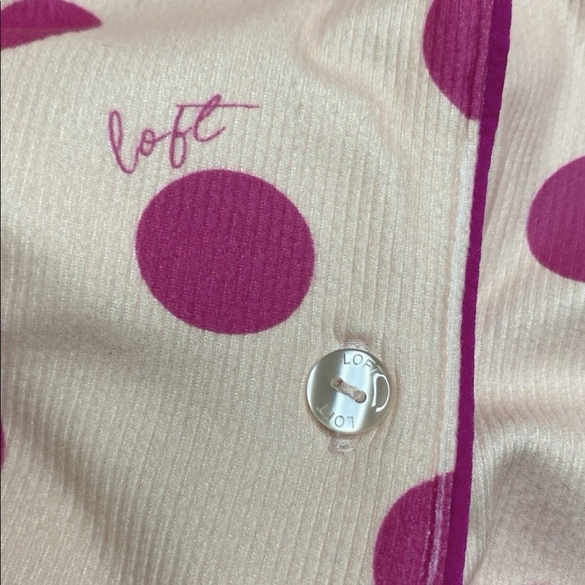 NWOT Loft Hot Pink Polka Dot Pajama Set Soft Cozy Ribbed Fabric Size XL