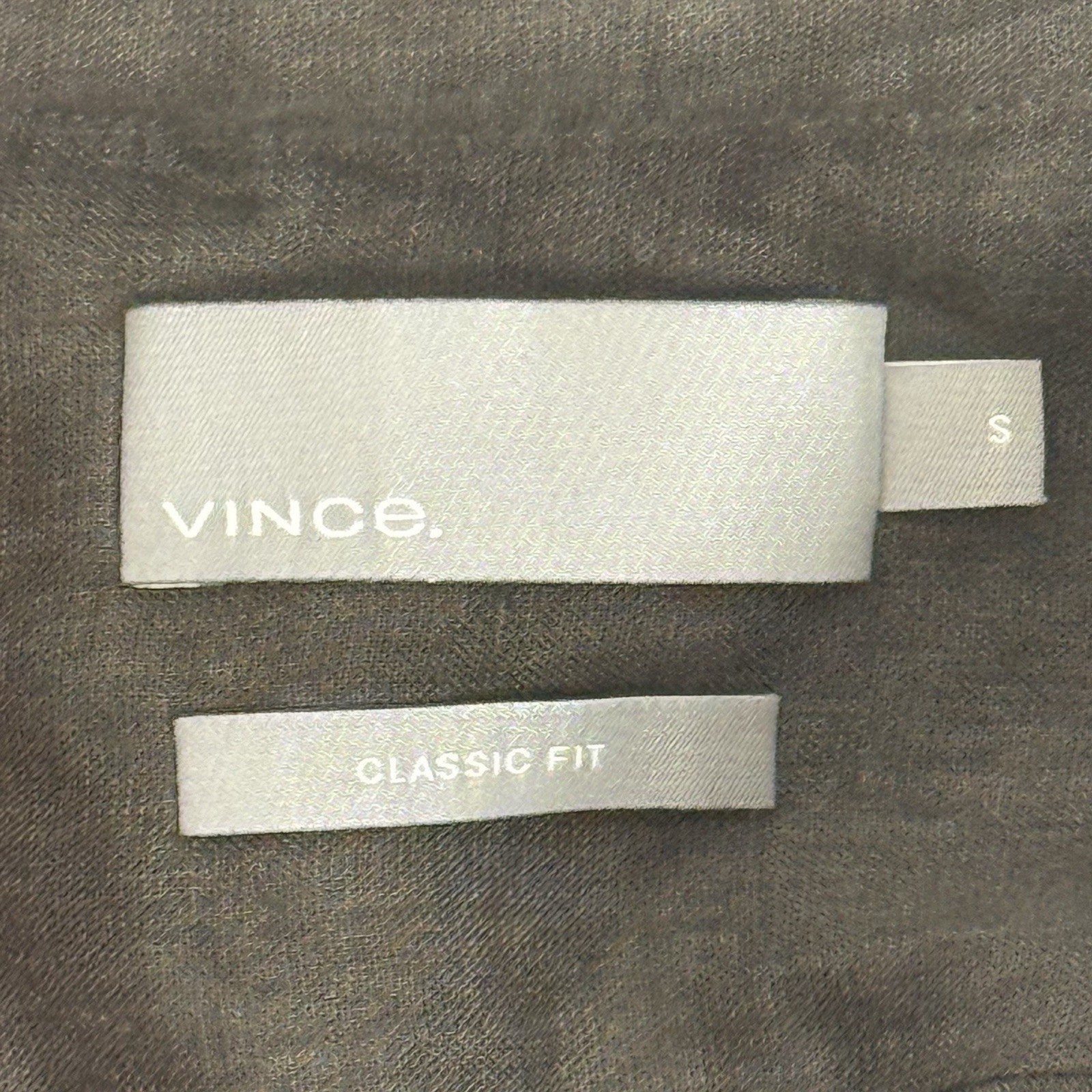 Vince Men’s 100% Linen Short Sleeve Button Down Shirt – Dark Olive Green – S
