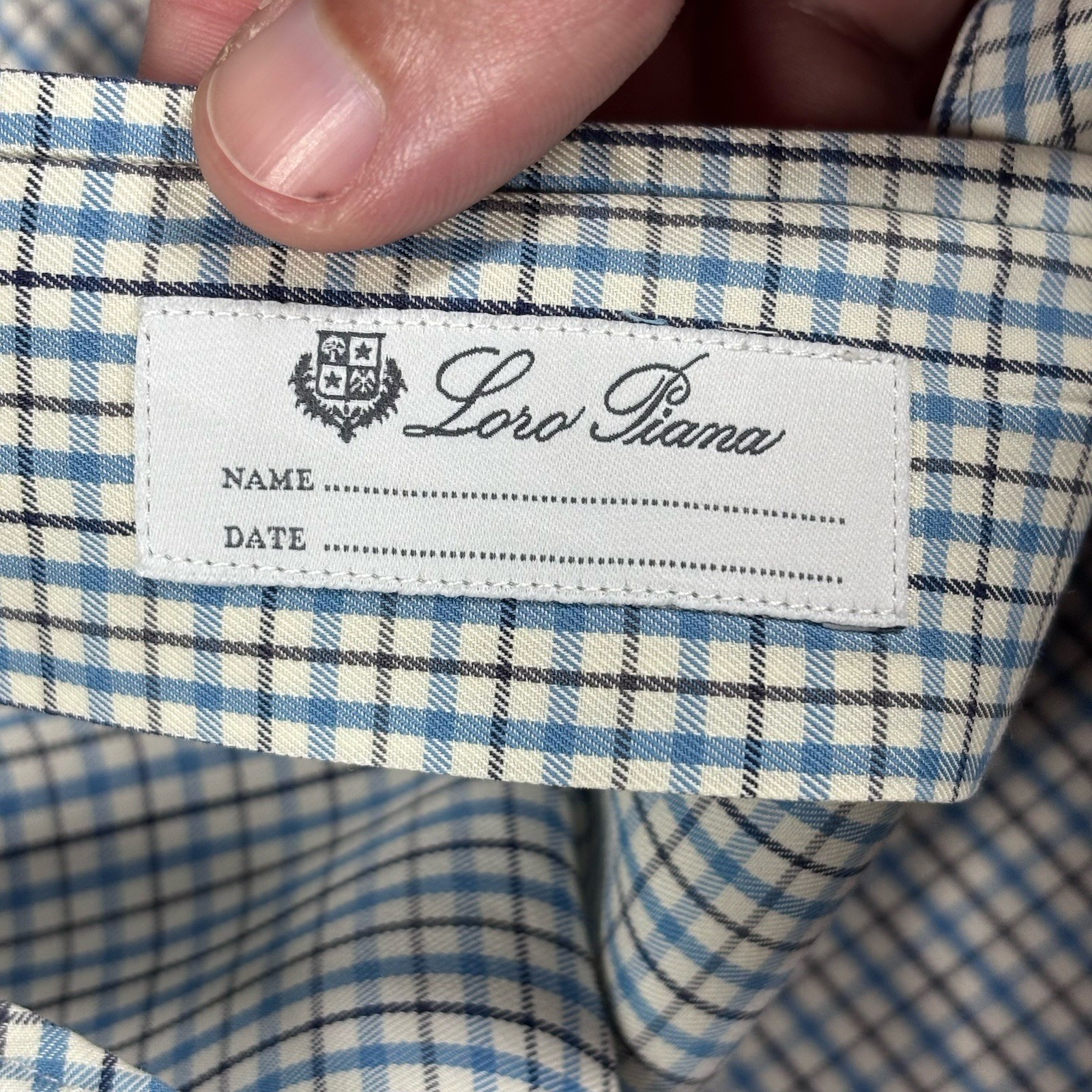 Loro Piana Long Sleeve Button Down Shirt Men’s Size XL Plaid Blue Made In Italy