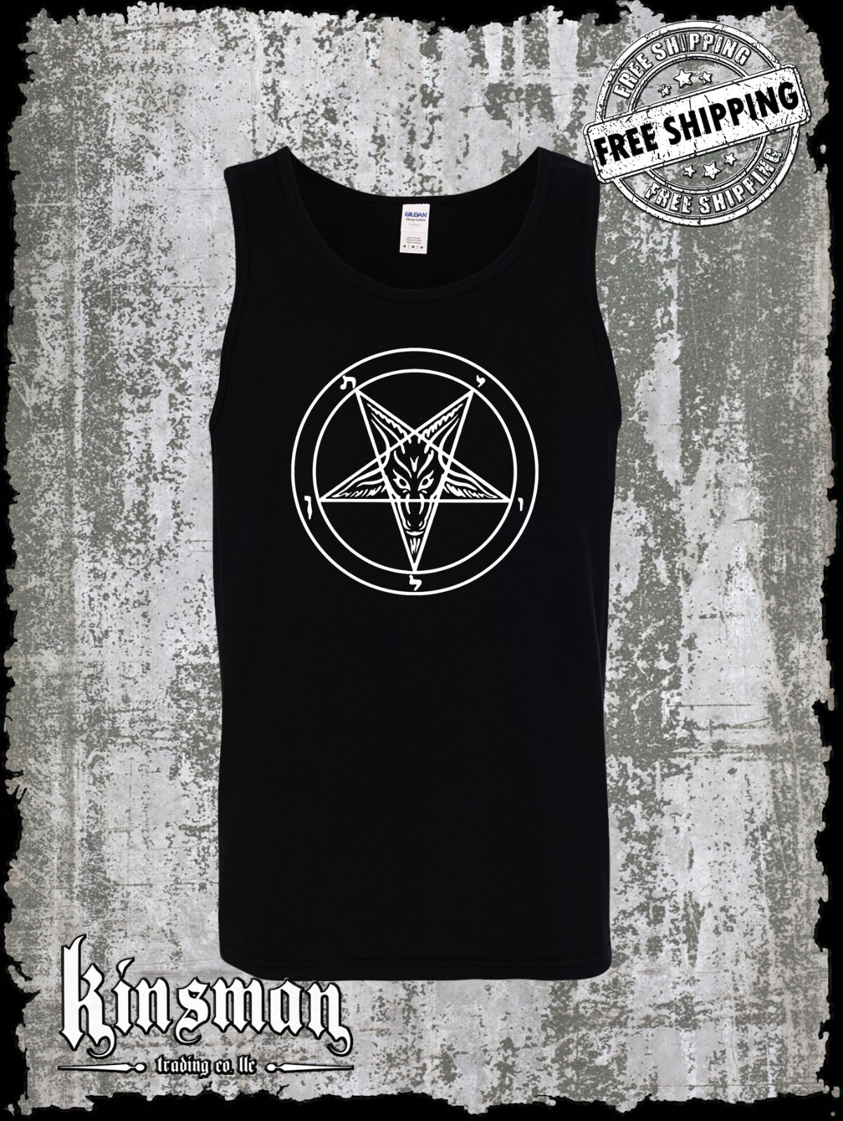 Baphomet Pentagram Tank Top T-Shirt / Satanic Church Evil Metal Occult