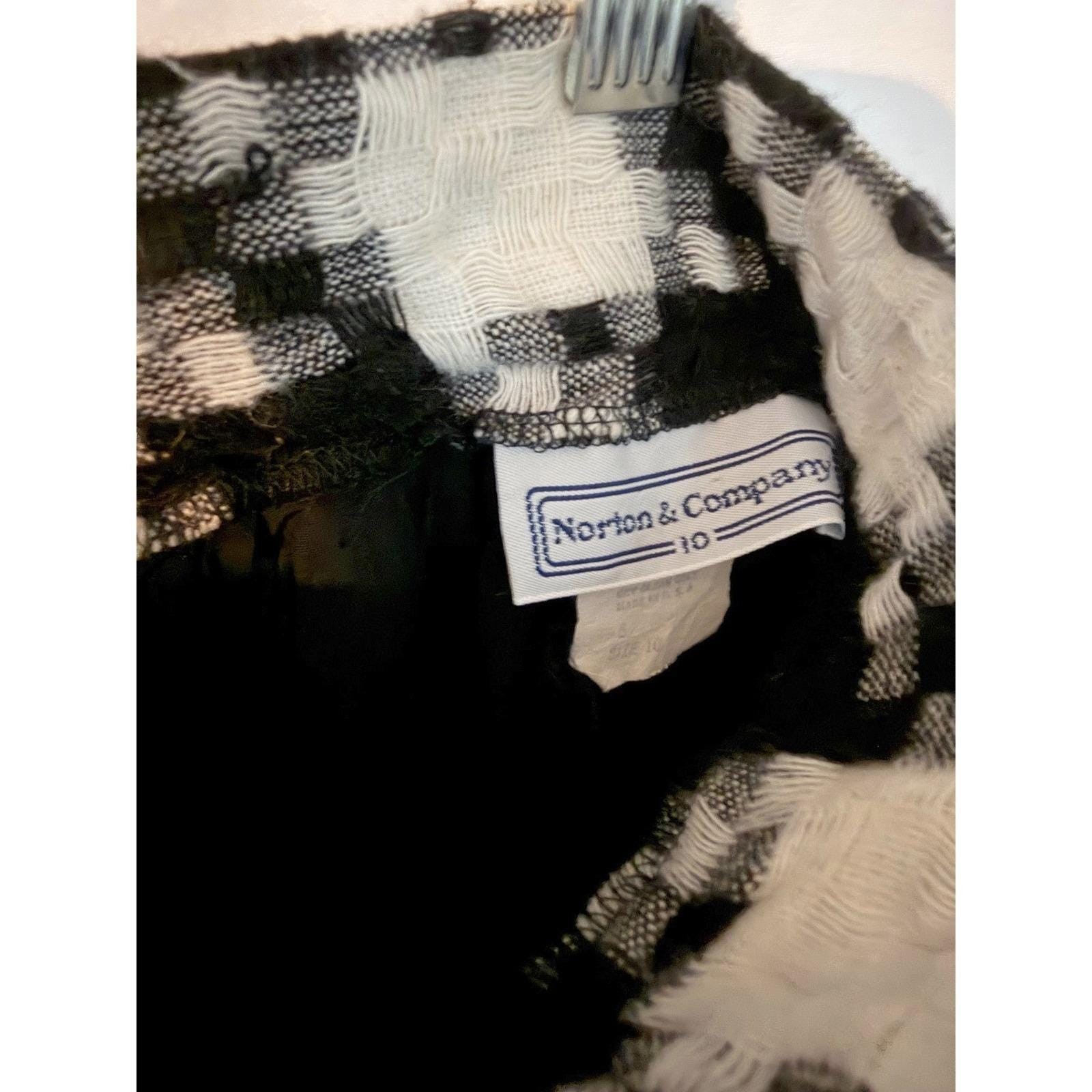 Vintage Norton & Company Houndstooth Midi Skirt w/ Pockets Women XS Office Siren