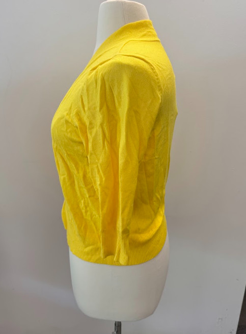 Women Cropped Cardigan Lightweight Open Front for Dresses 3/4 Sleeve Yellow XL