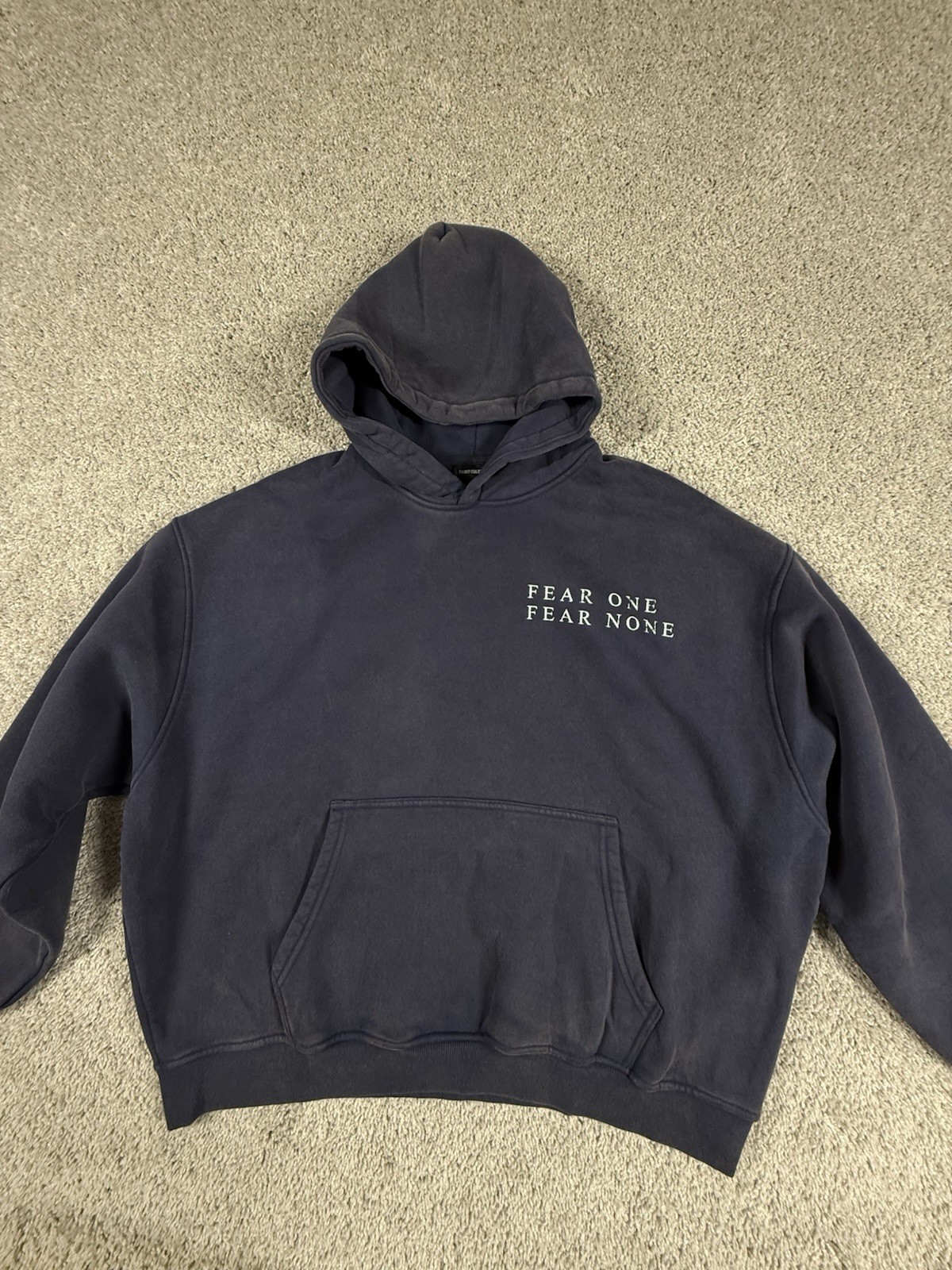 NWOT Streetwear Hoodie Fear One Fear None Premium Heavyweight Size Large Navy