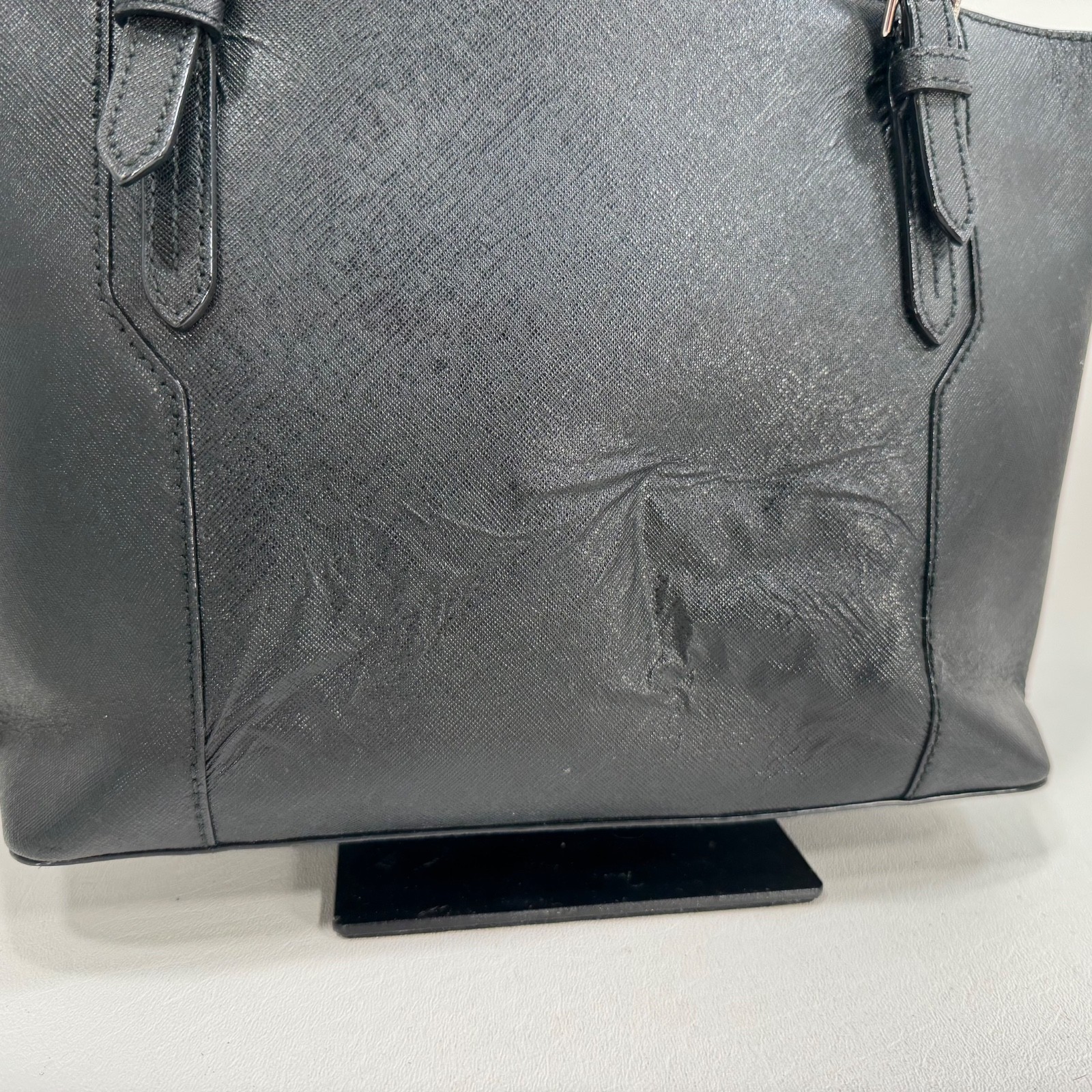 Bally Supra Black Embossed Leather Small Tote Purse – Damaged – See Details