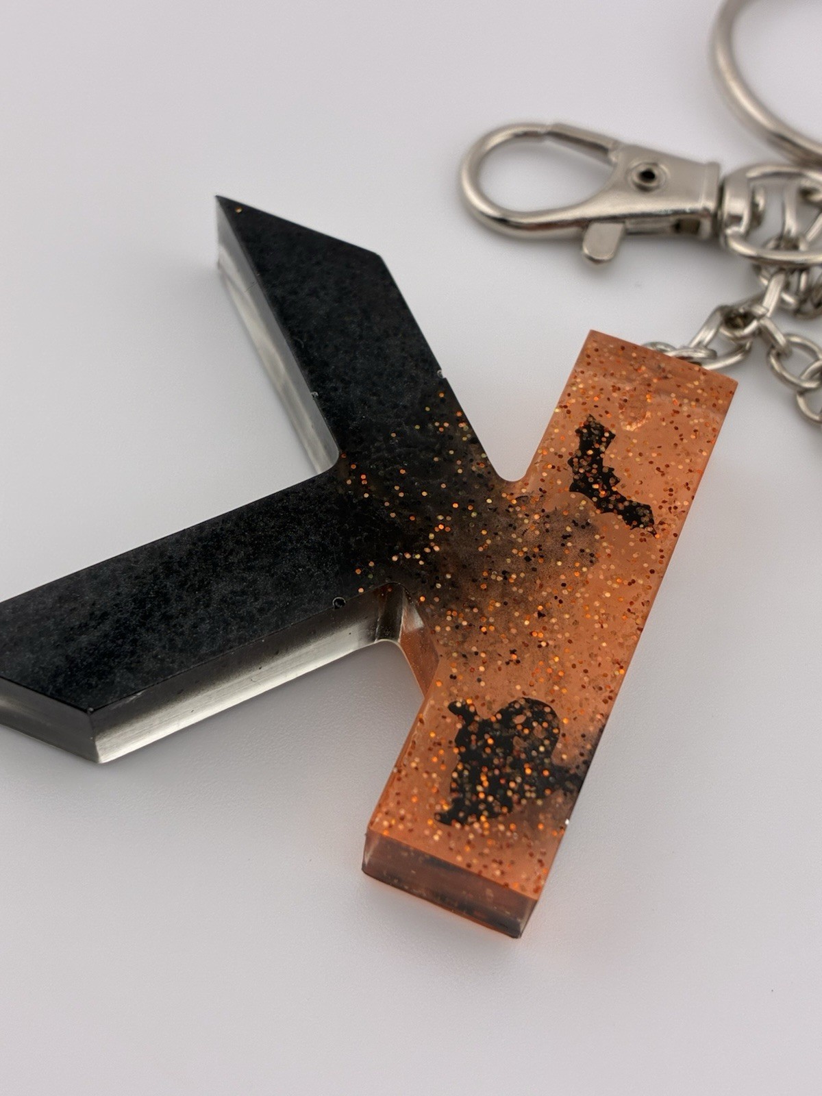 Handmade Halloween Letter K Resin Keychain Black Orange Bat Ghost Tassels New