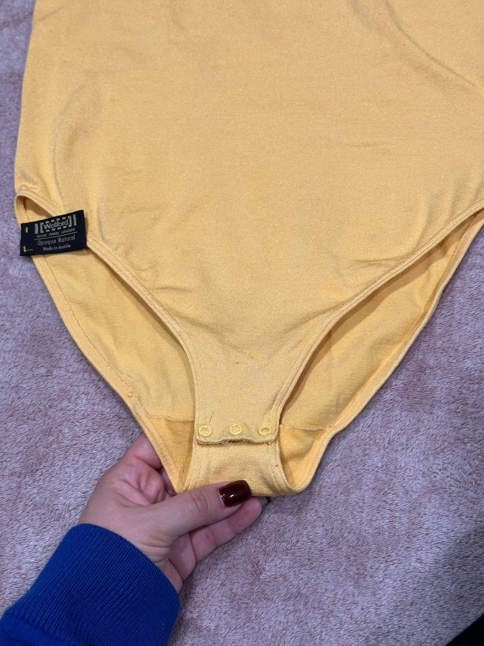 Wolford Sexy Vtg Opaque Naturel Yellow Bodysuit Stretch Top Sz S