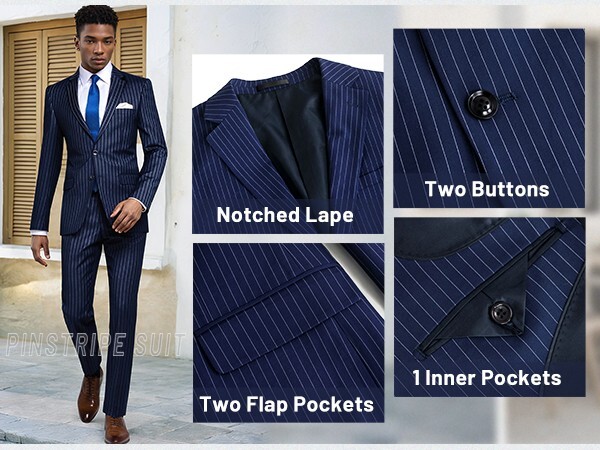 Business Striped 2pcs Men Suits Slim Fit Single Breasted Notch Lapel Wedding