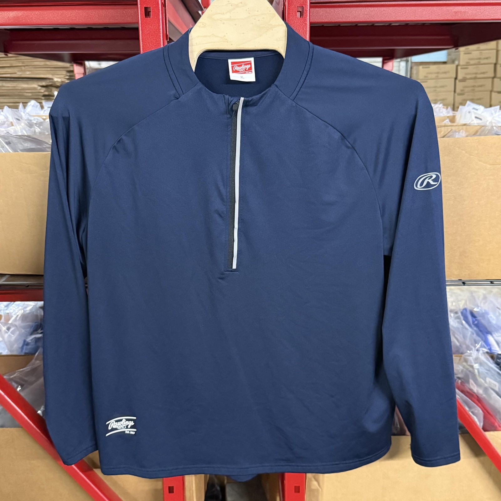 Rawlings 1/4 Zip Pullover Mens XL Blue Long Sleeve Baseball Performance Stretch