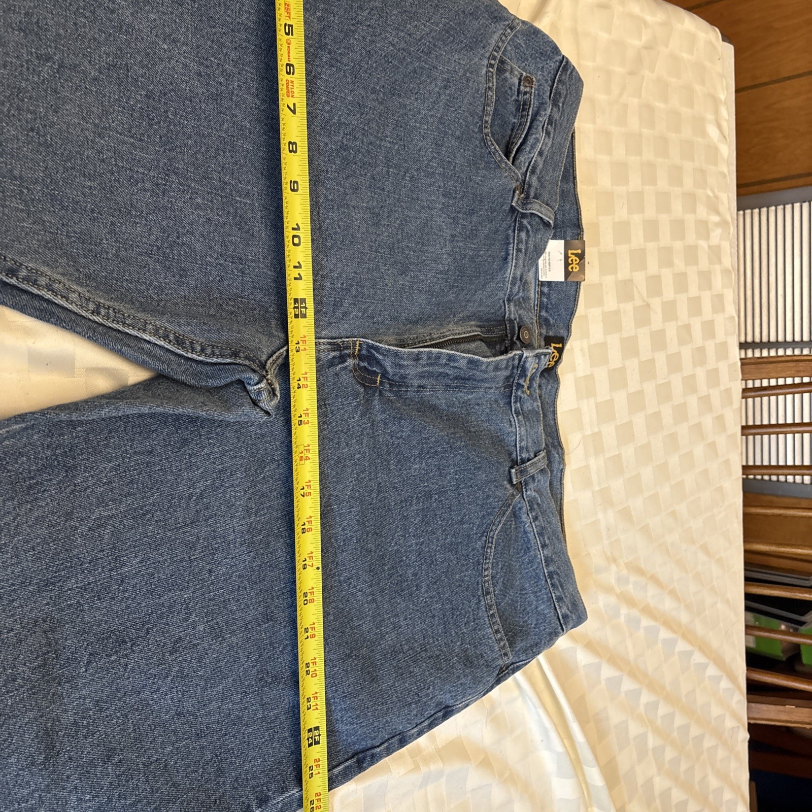 Lee Mens Jeans Relaxed Fit Straight Leg 42×32” Comfort Stretch 5 Pocket Blue