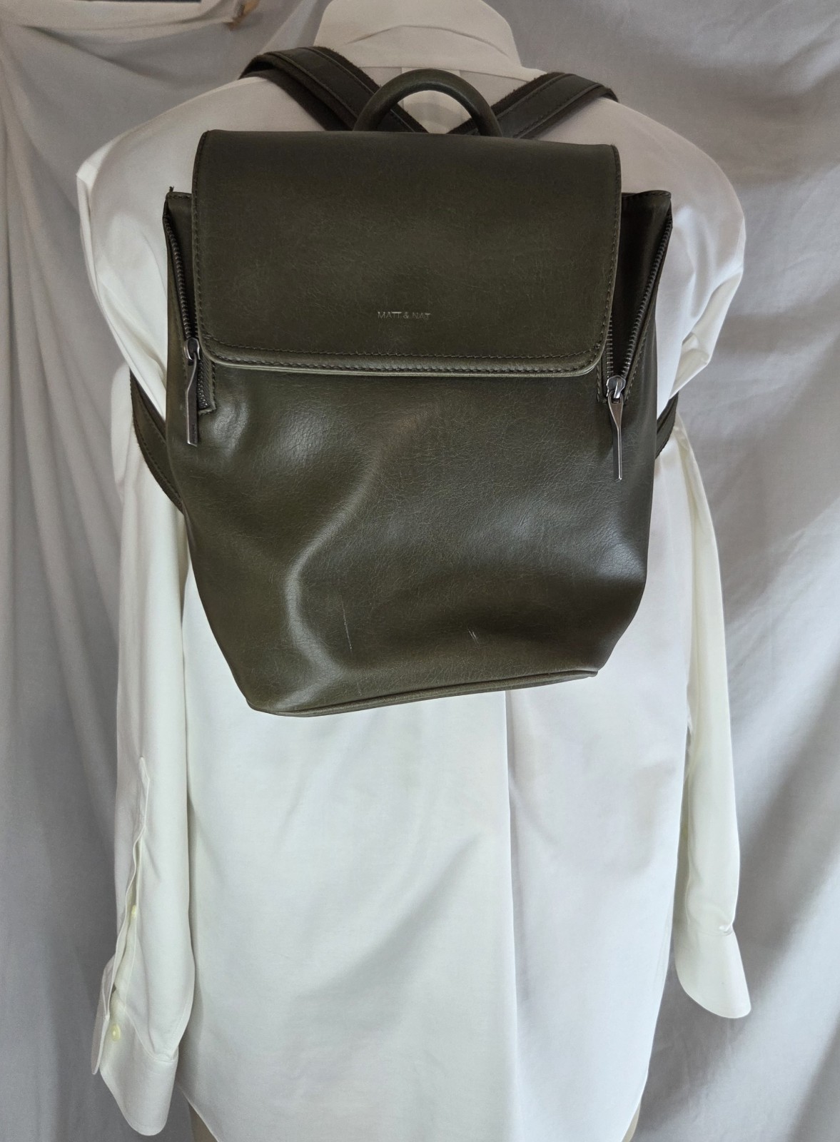 Matt & Nat Vegan Leather Flap Women’s Backpack-Black-Classic-Designer-Luxury