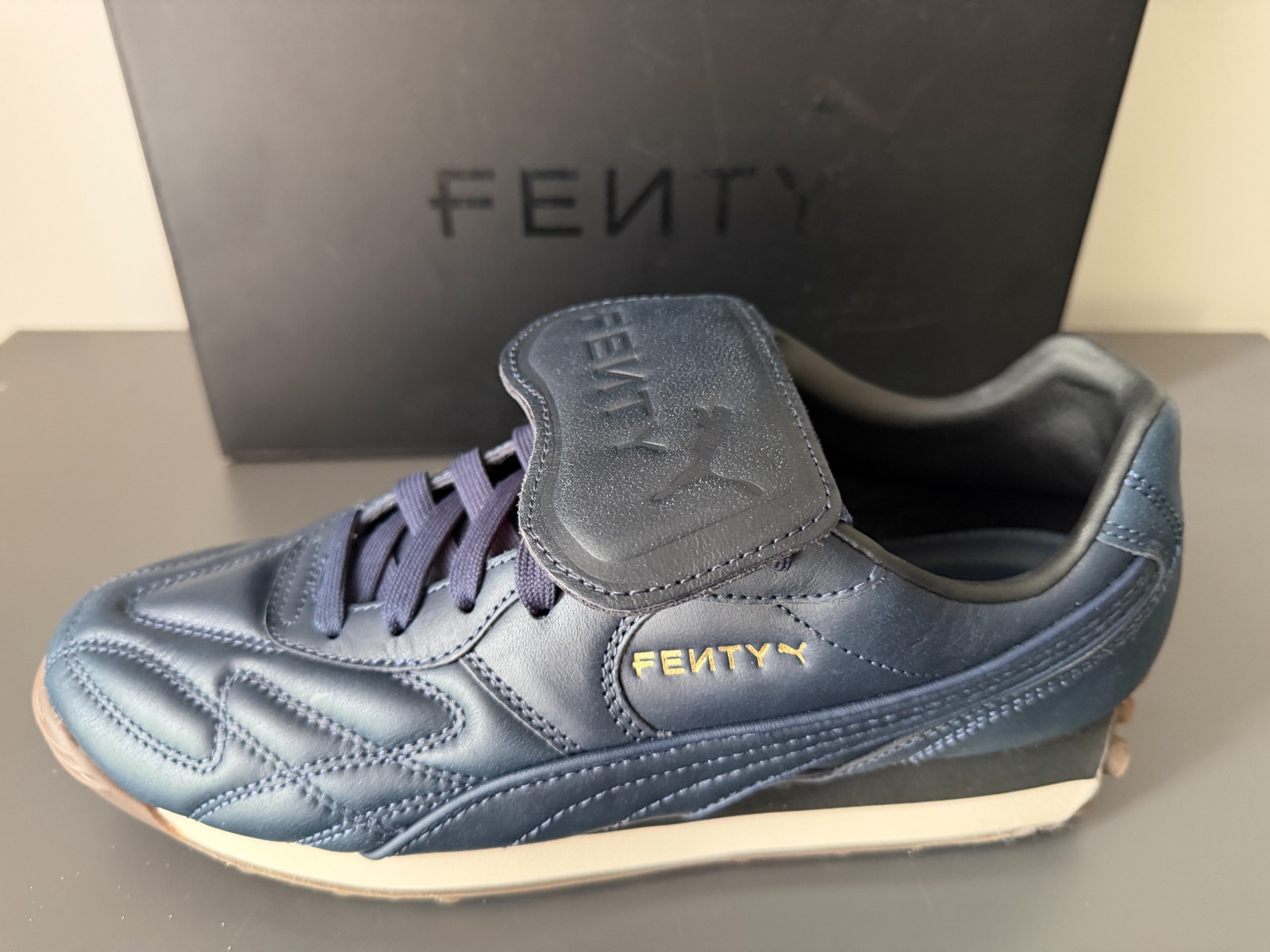 PUMA x Fenty by Rihanna Avanti L Club Navy Men 9.5 Leather Sneakers 398352-01