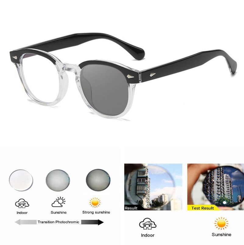 Classic Round Photochromic Reading Glasses Men Women Full Frame Sunglasses New