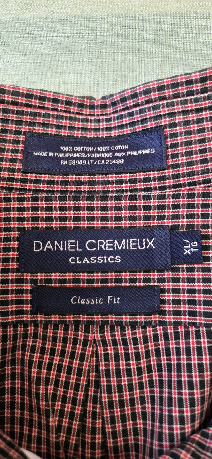 DANIEL CREMIEUX XL COTTON SHIRT MEN LONG SLEEVE BUTTON