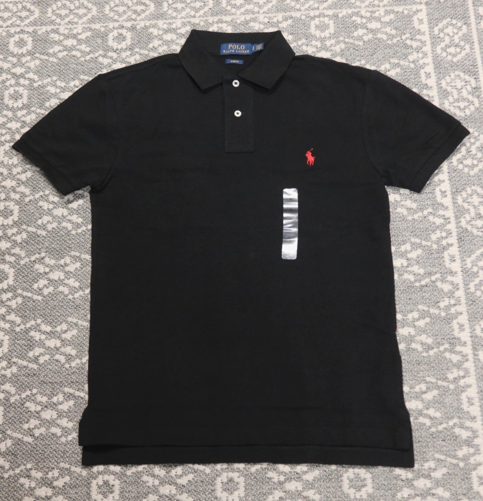 New Polo Ralph Lauren Men’s SLIM FIT Polo Shirt – SMALL – Black with Red Logo