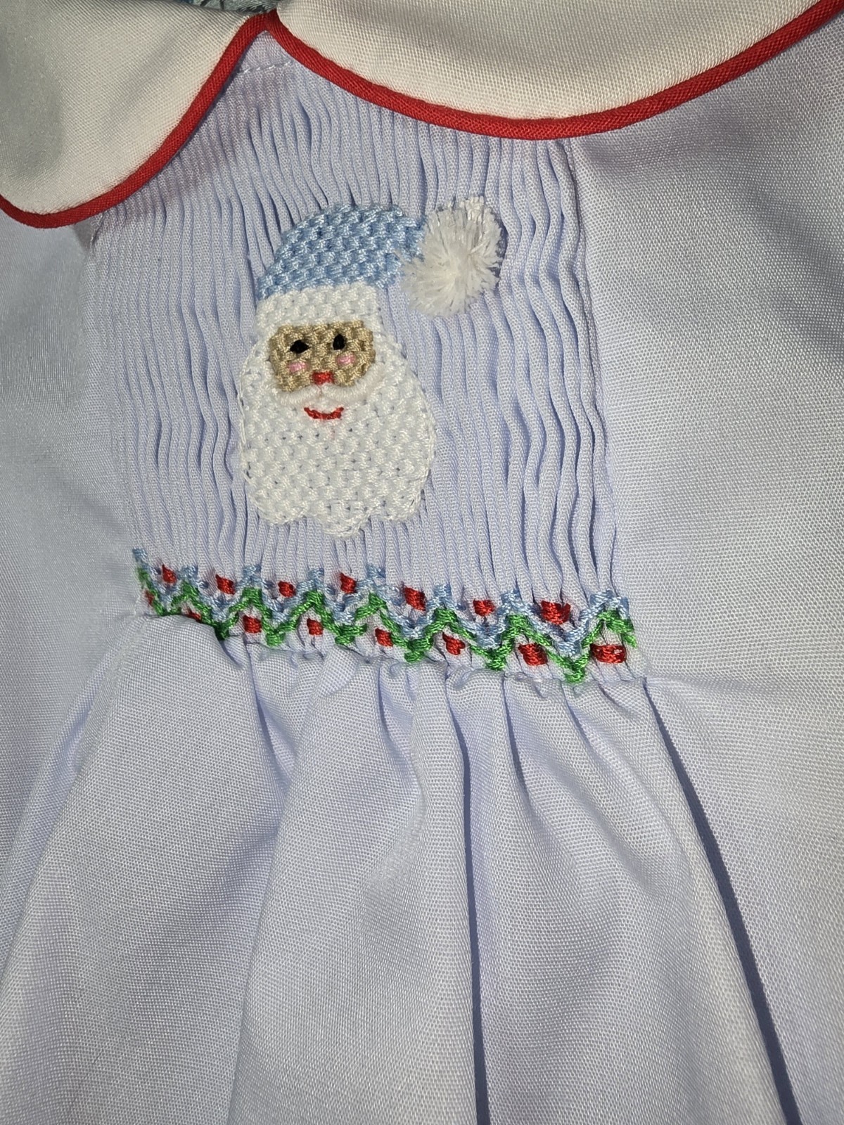 NWT Petit Ami Smocked Lt Blue Dress 3 Month Santa. Precious!