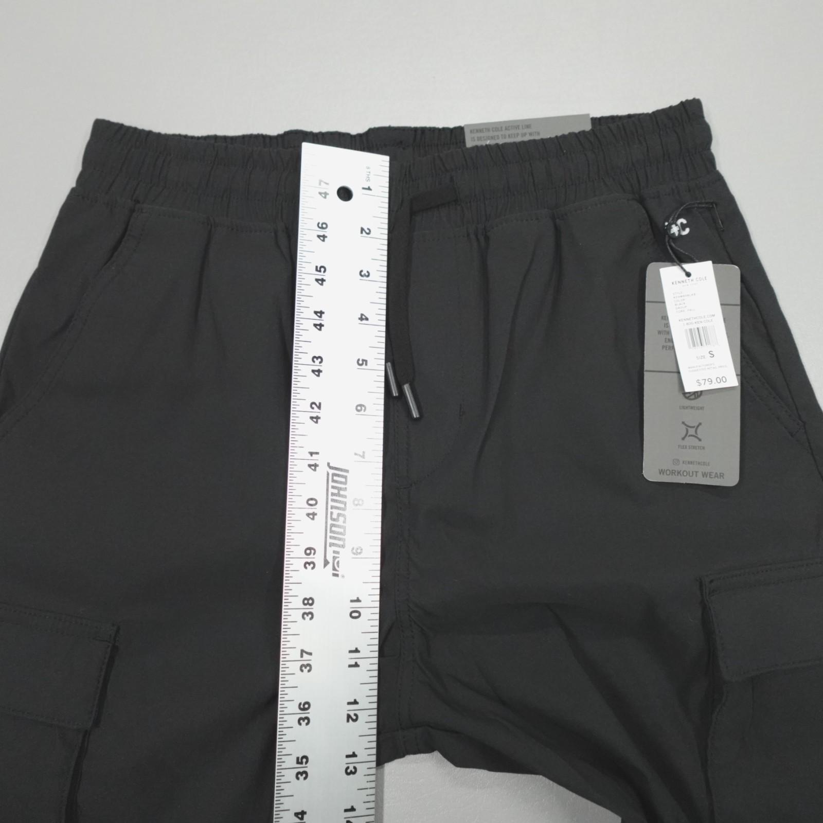 Kenneth Cole Performance Tech Jogger Cargo Tapered Woven Nylon Stretch Black