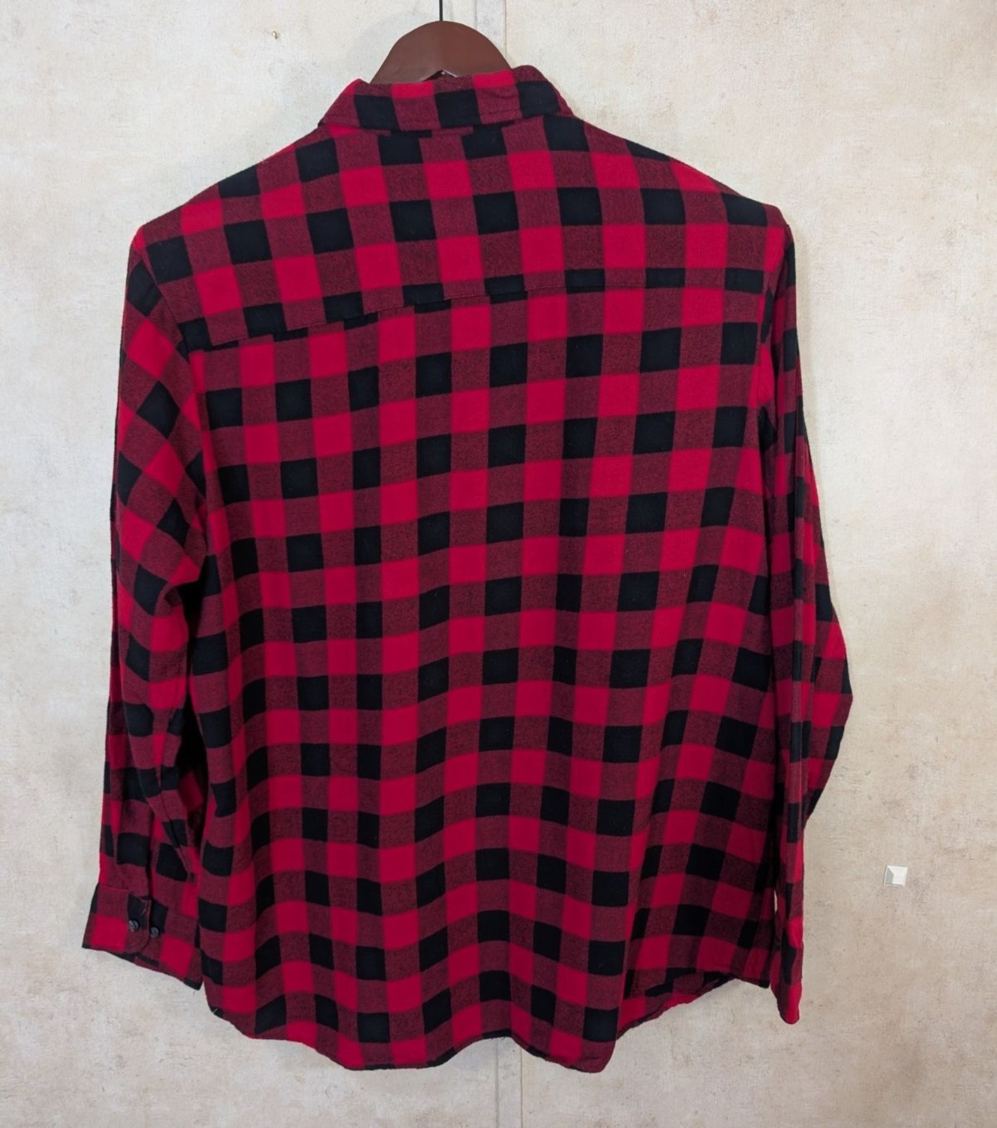 Club Room Flannel Shirt Mens XXL Red Plaid Button Down Pocket 100% Cotton Casual