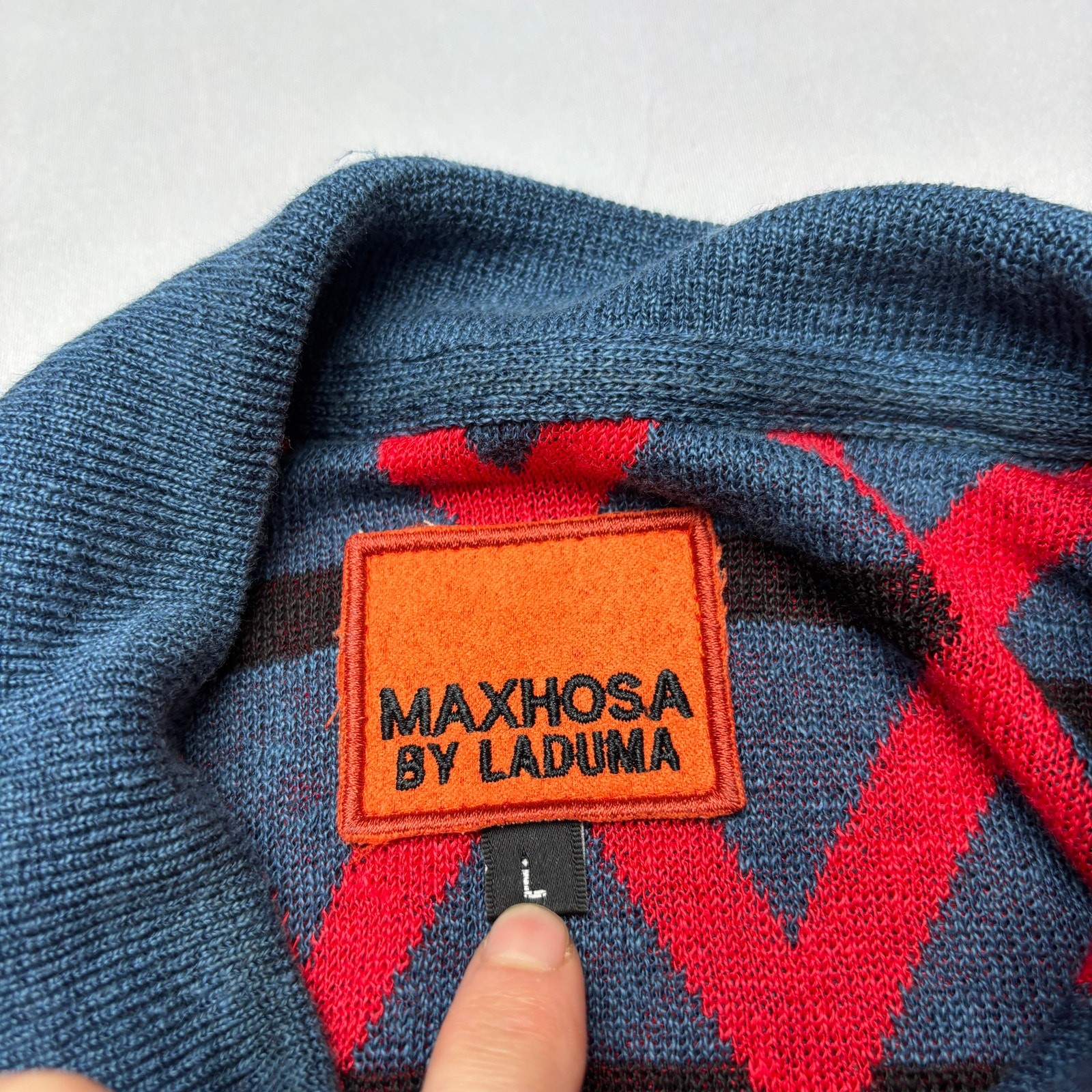 Maxhosa By Laduma Knit Long Sleeve Polo Sweater Men’s Large Linen African Luxury