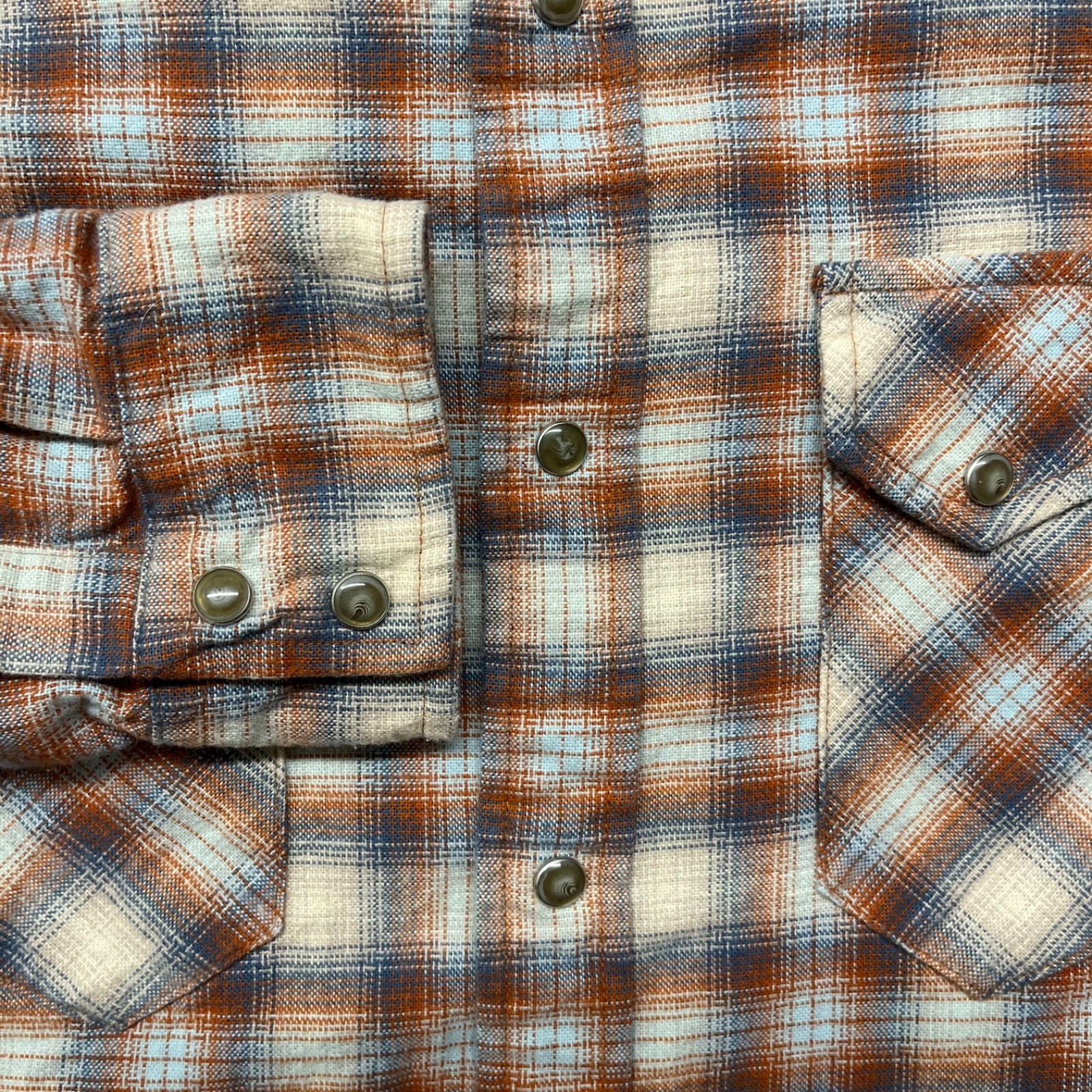 Pendleton Wyatt Shirt Mens L Orange Plaid Pearl Snap Flannel Western Classic