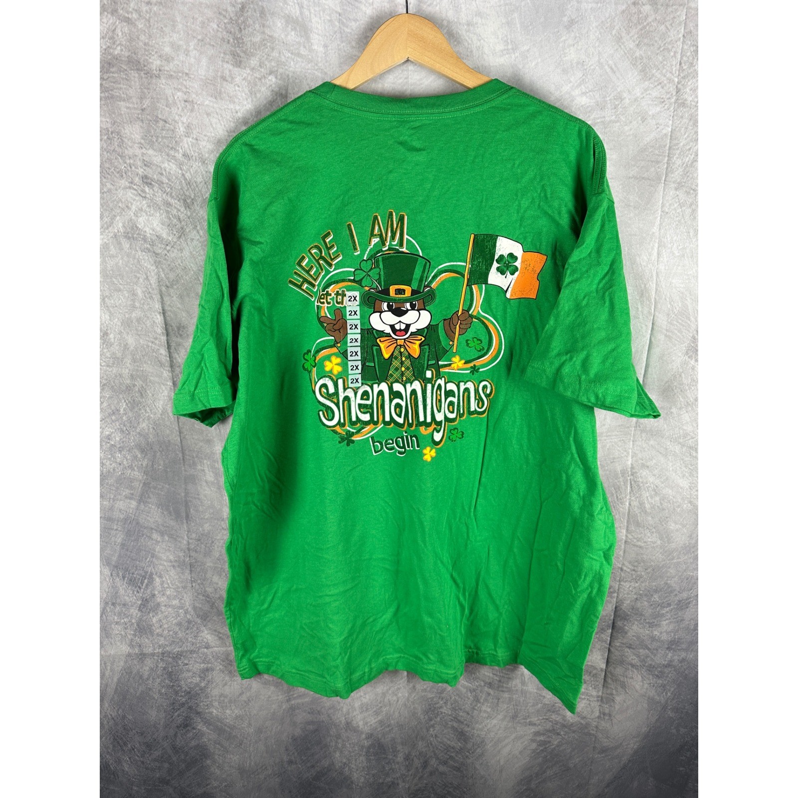Buc-ee’s St Patricks Day Shirt Mens 2X Green Shenanigans Leprechaun Beaver Tee